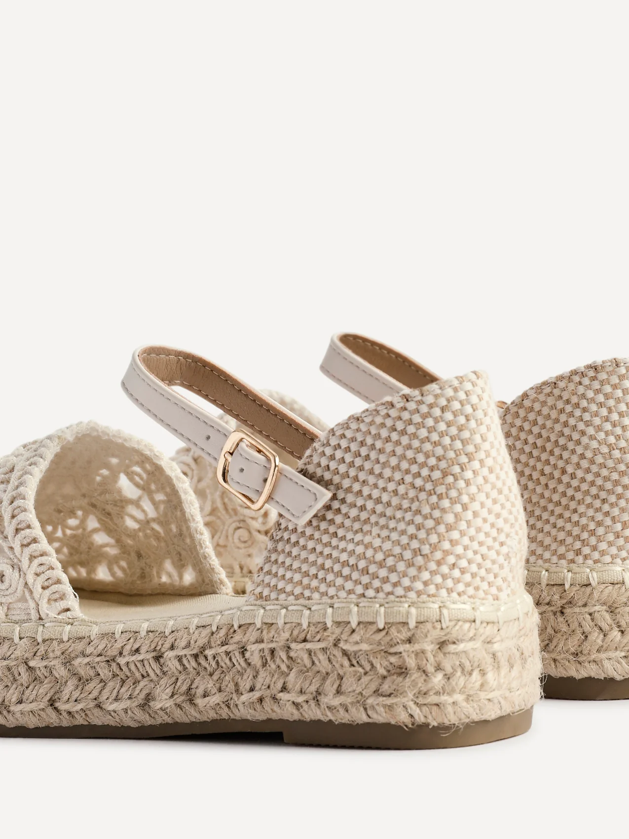 Adelina Beige Woven Espadrille Sandals - Image 4