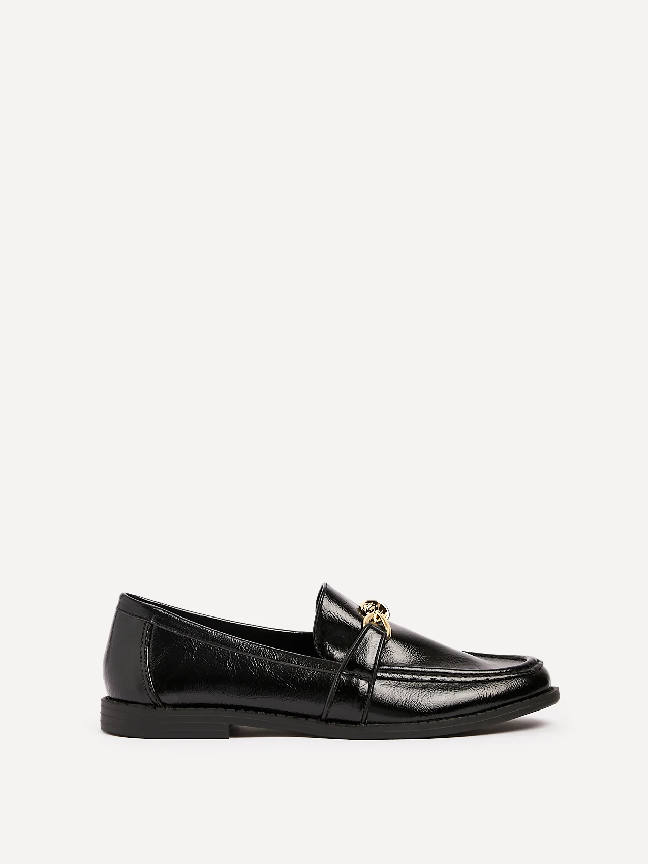 Affluent Black Faux Leather Loafers - Image 2