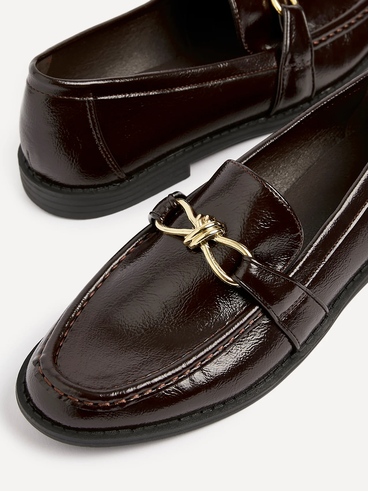 Affluent Brown Faux Leather Loafers - Image 3