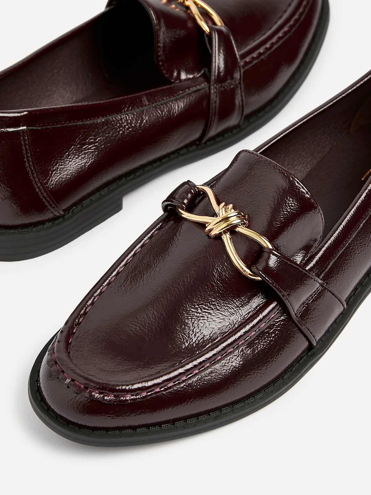 Affluent Burgundy Faux Leather Loafers - Image 5