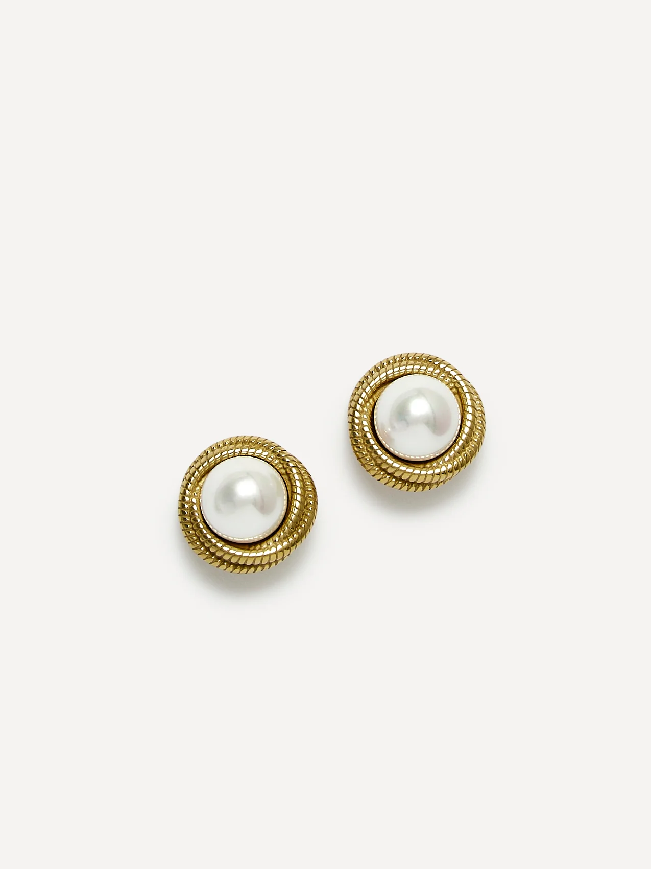Afterglow Gold Pearl Twist Stud Earrings - Image 3