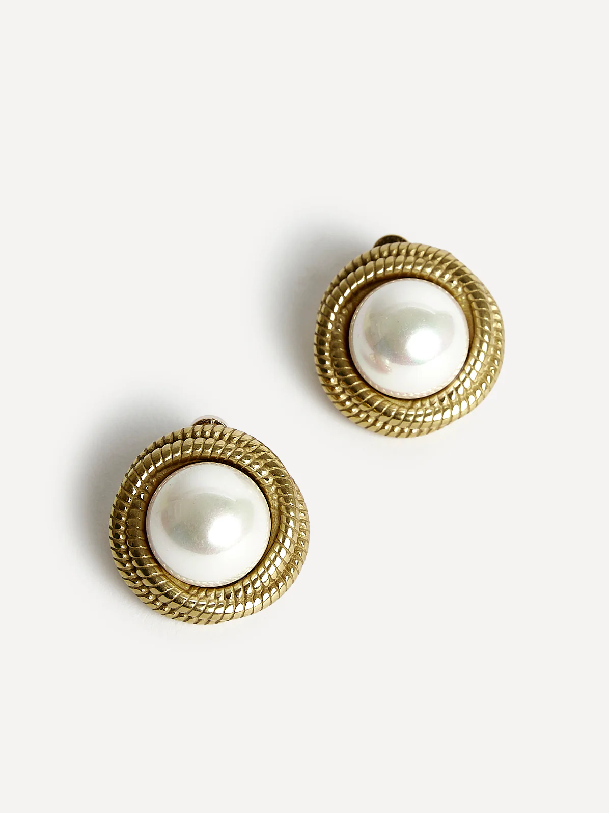 Afterglow Gold Pearl Twist Stud Earrings - Image 5