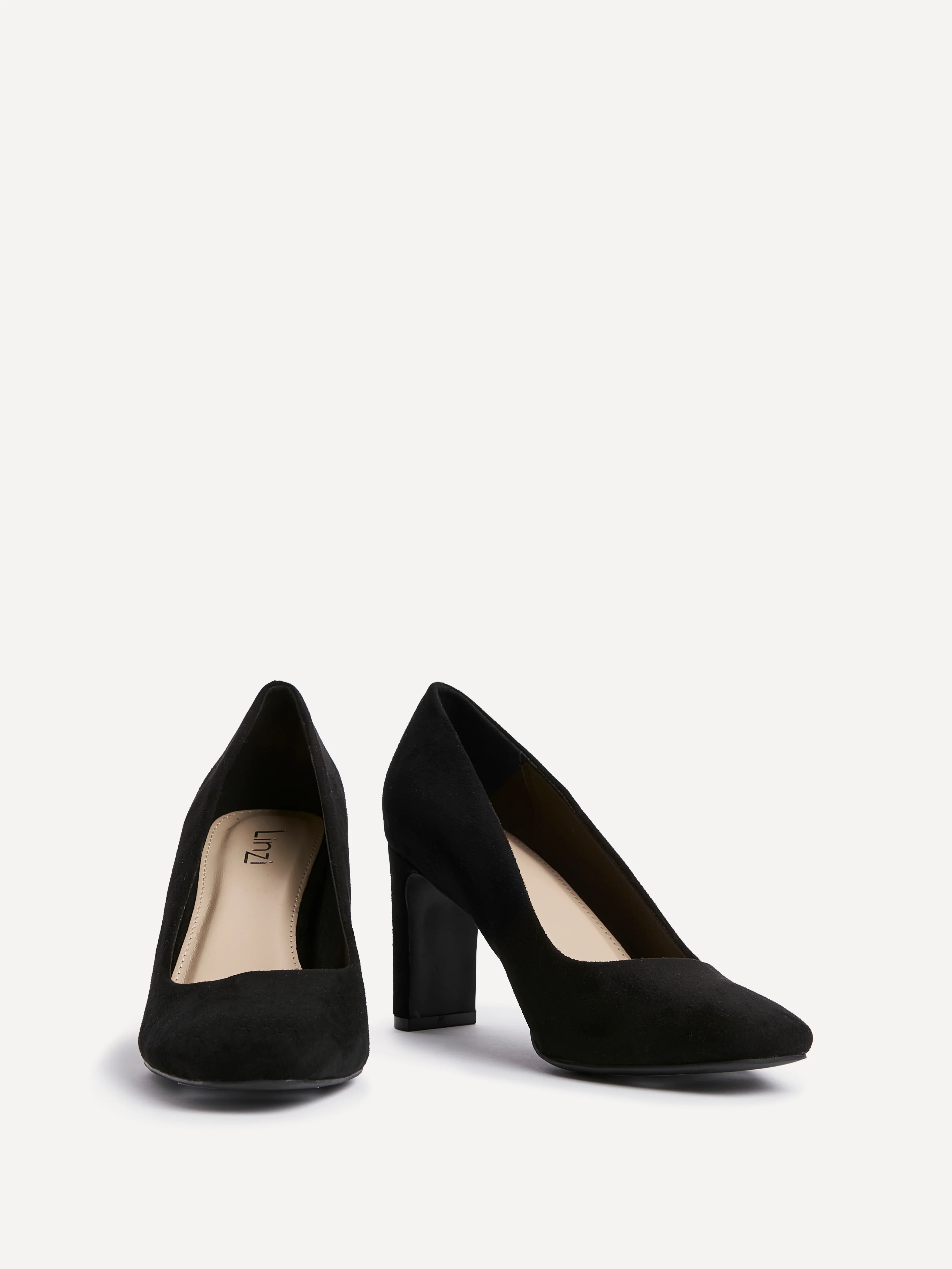 Agenda Black Faux Suede Court Heels - Image 3
