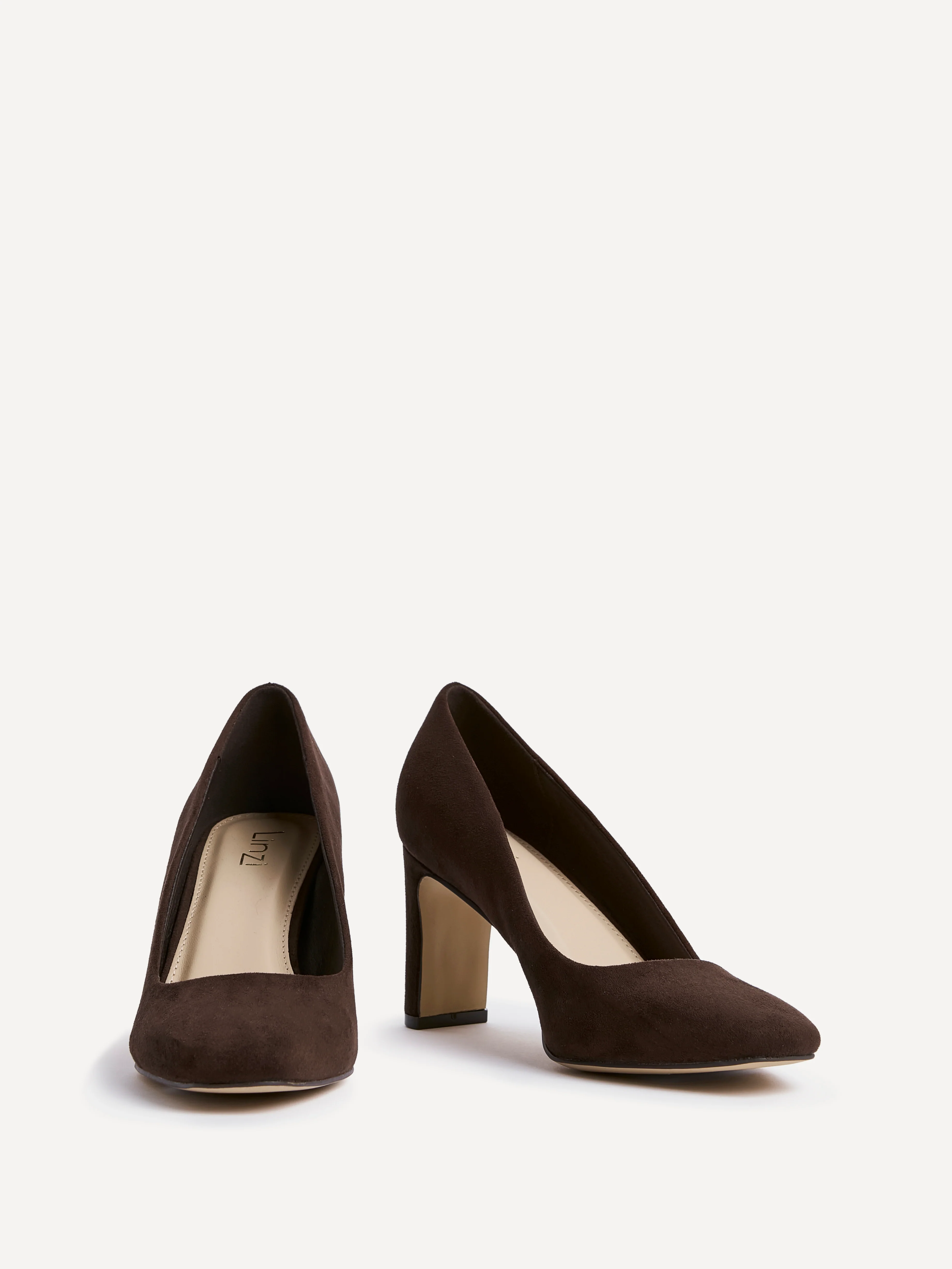 Agenda Brown Faux Suede Court Heels - Image 3