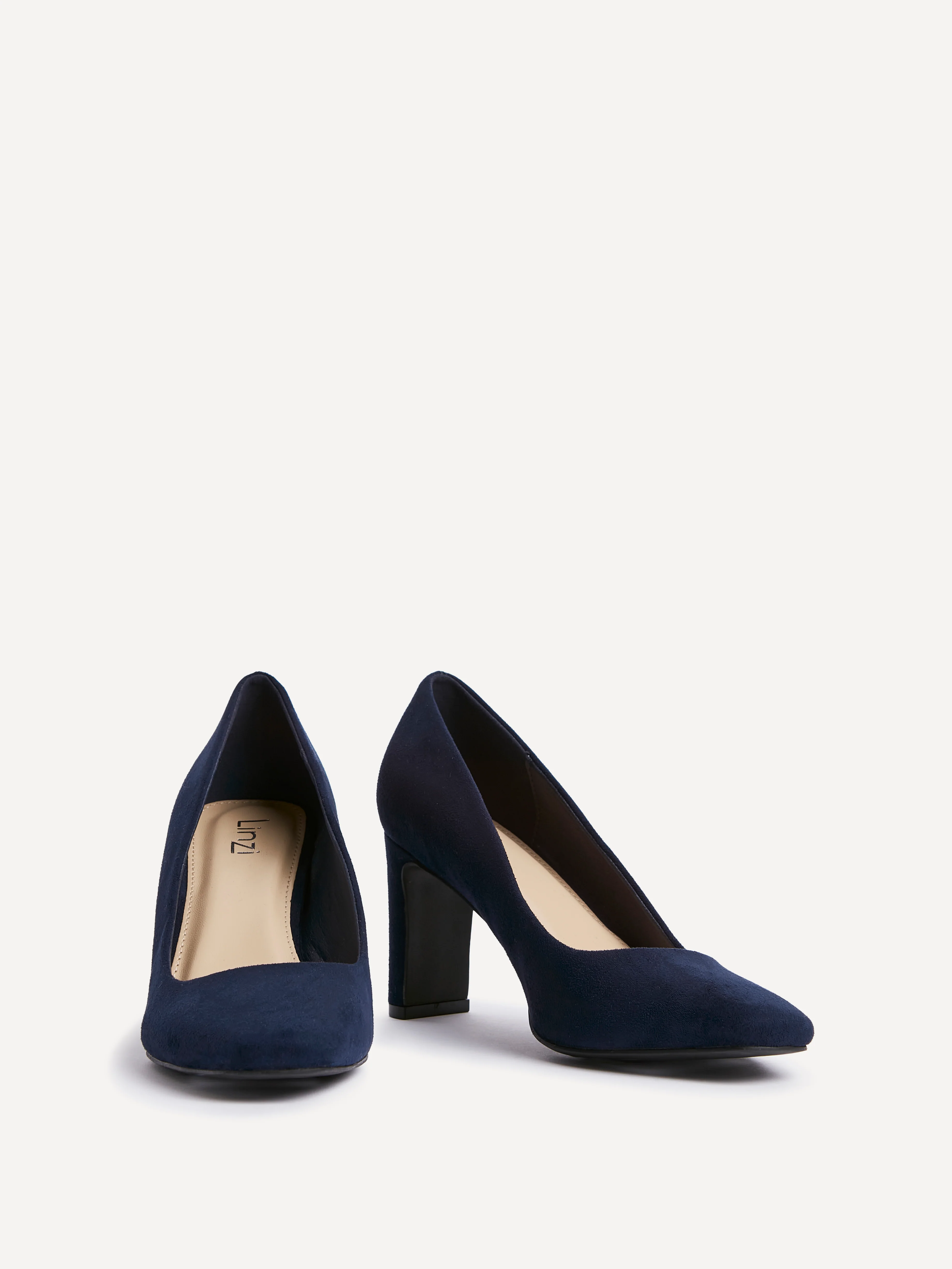 Agenda Navy Faux Suede Court Heels - Image 3