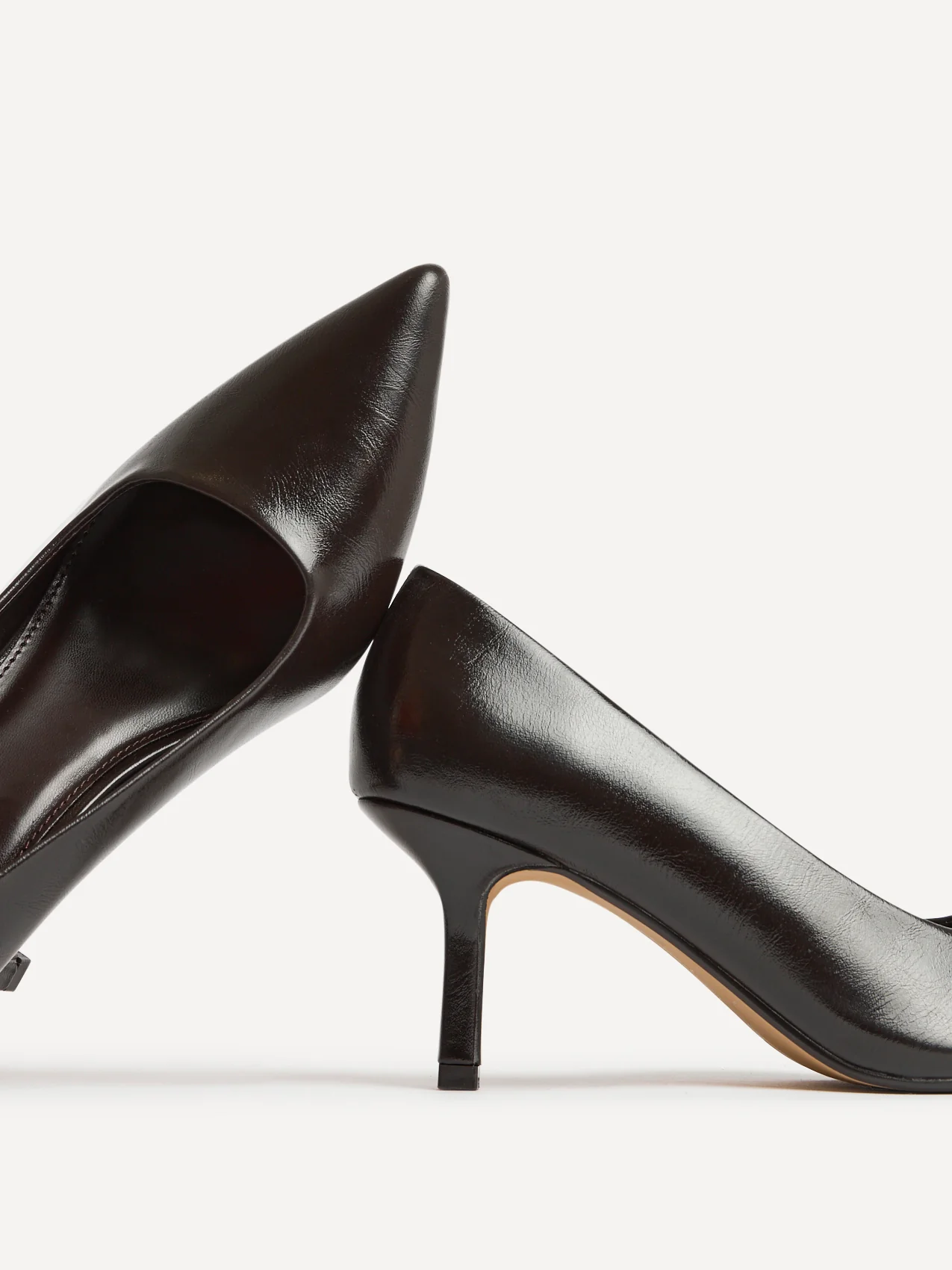 Aim Wide Fit Brown Faux Leather Court Heels - Image 5