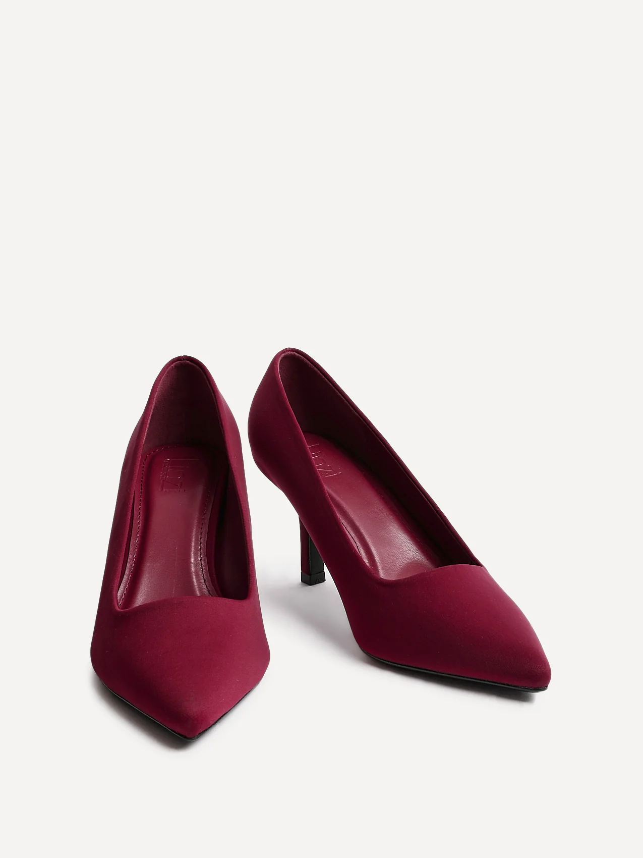 Aim Wide Fit Burgundy Scuba Court Heels - Image 3