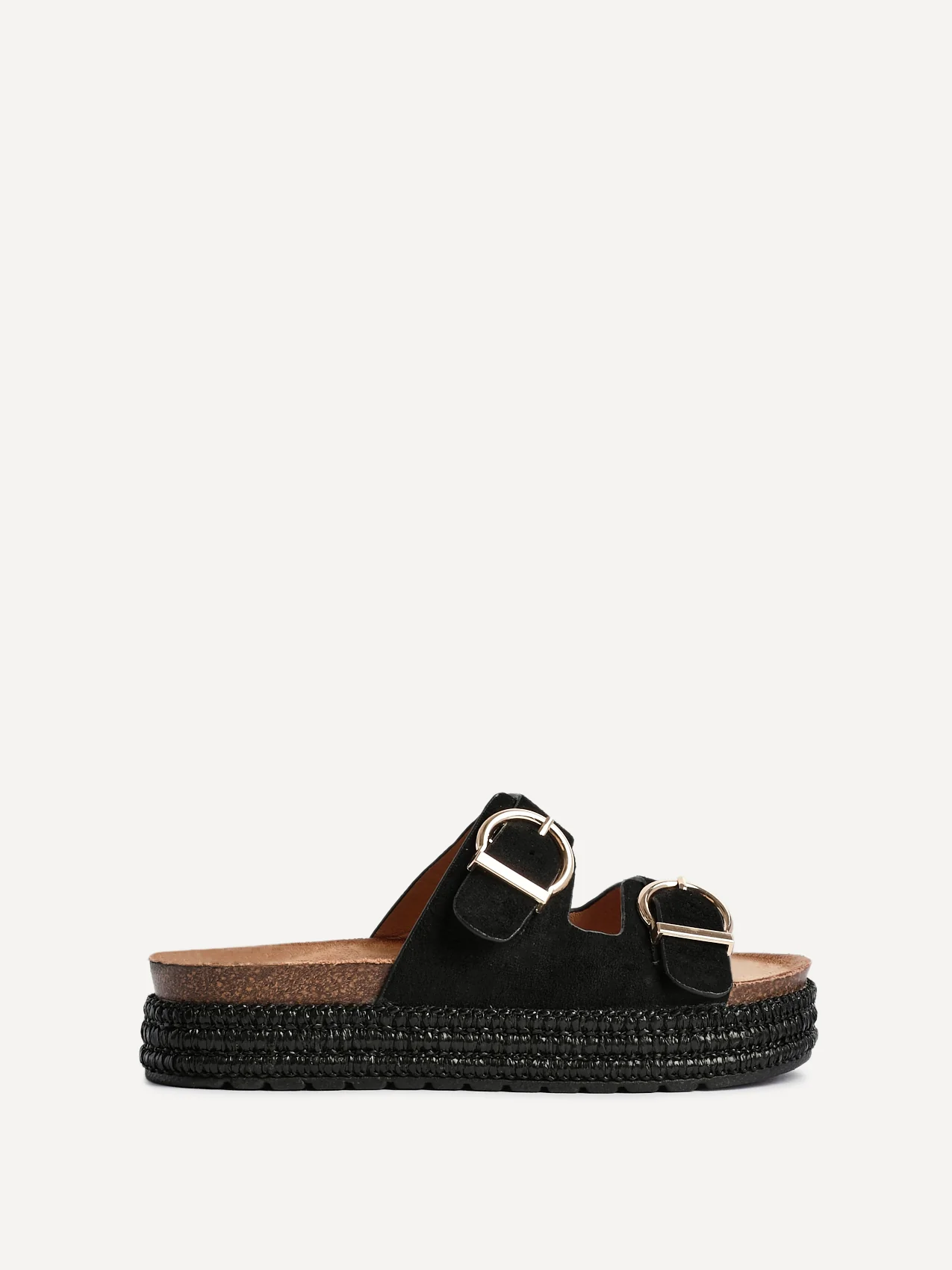 Alabama Black Plaited Flatform Sliders - Image 2