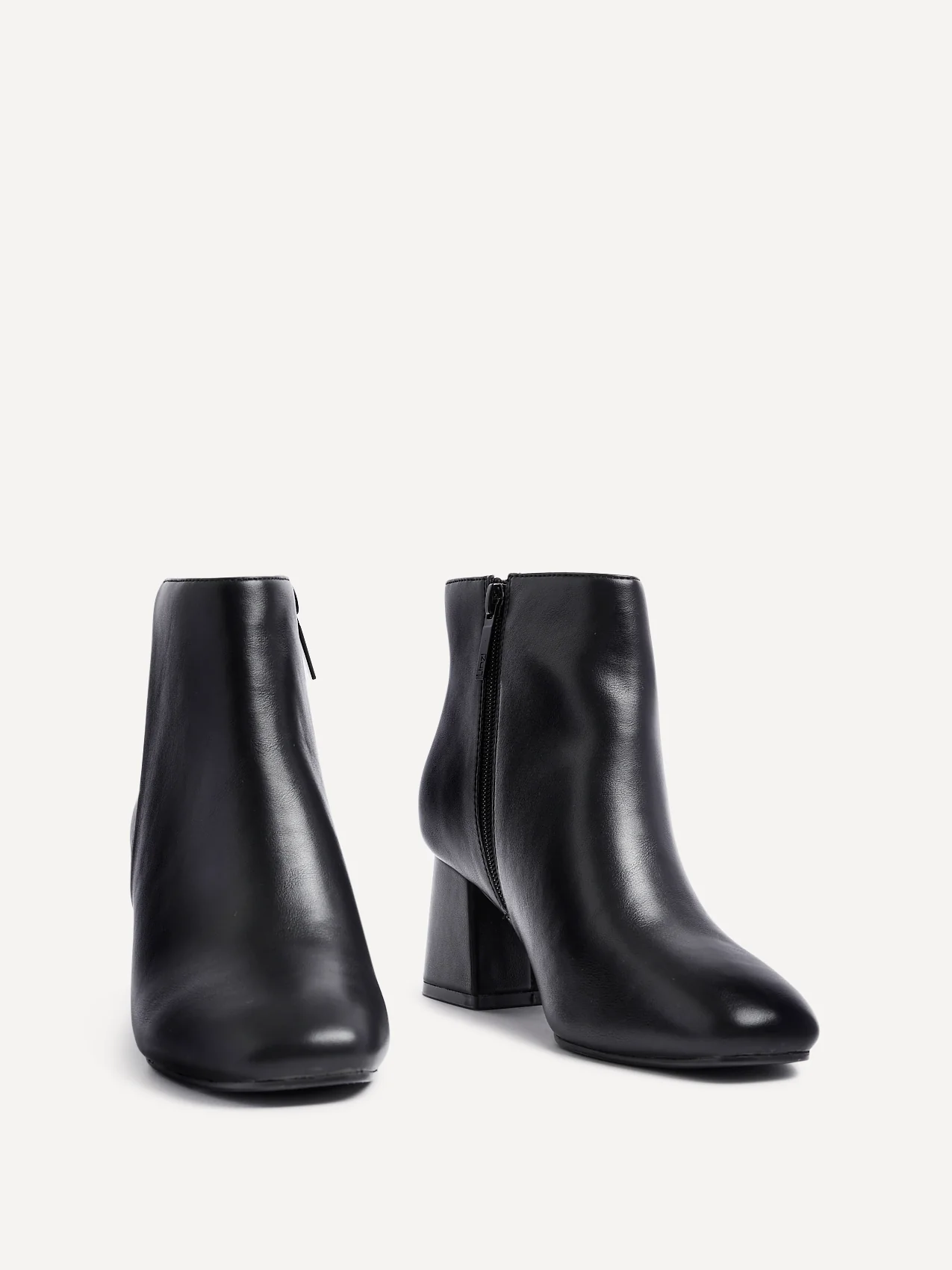Alba Wide Fit Black Faux Leather Heeled Boots - Image 3