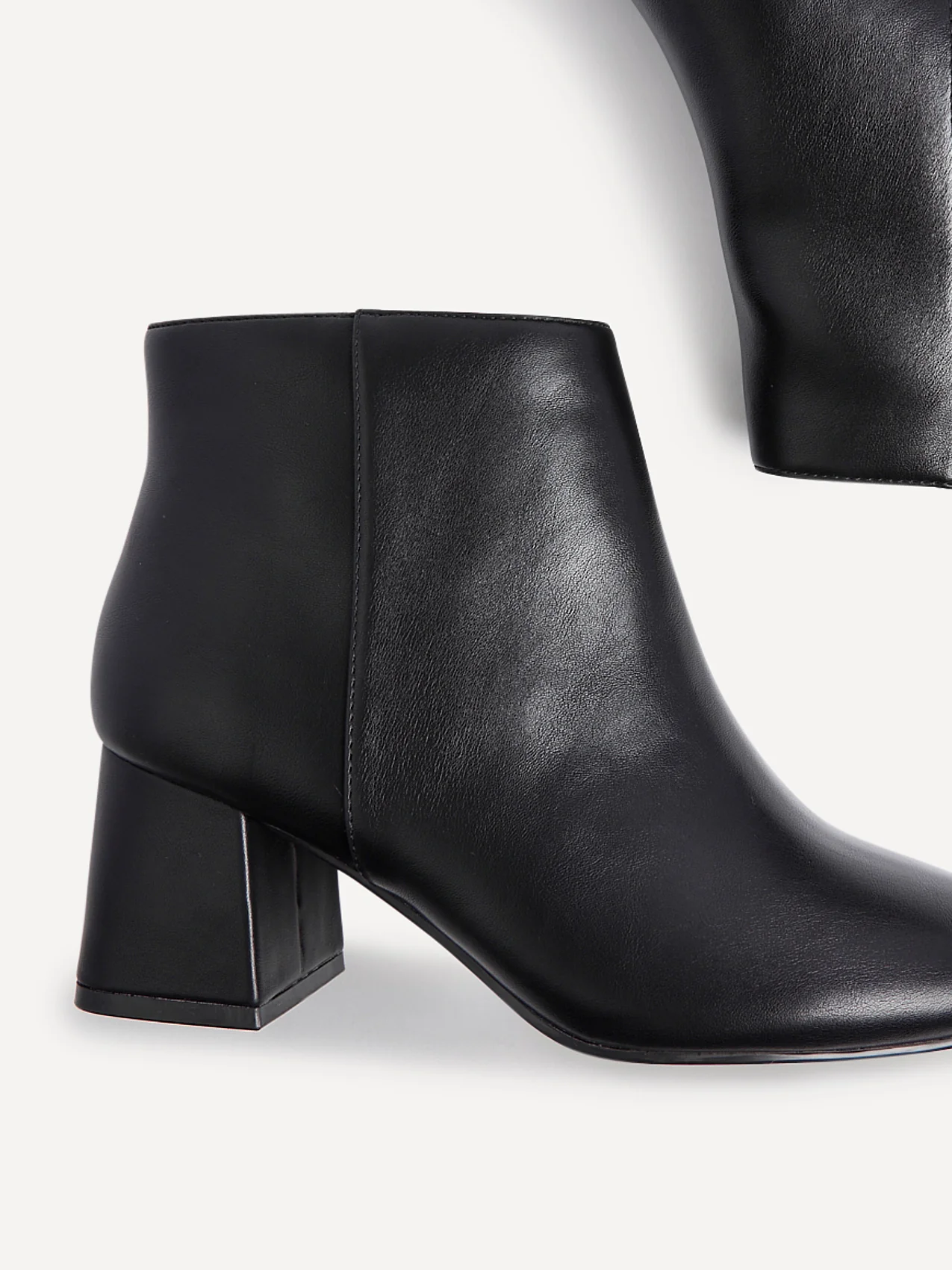 Alba Wide Fit Black Faux Leather Heeled Boots - Image 4