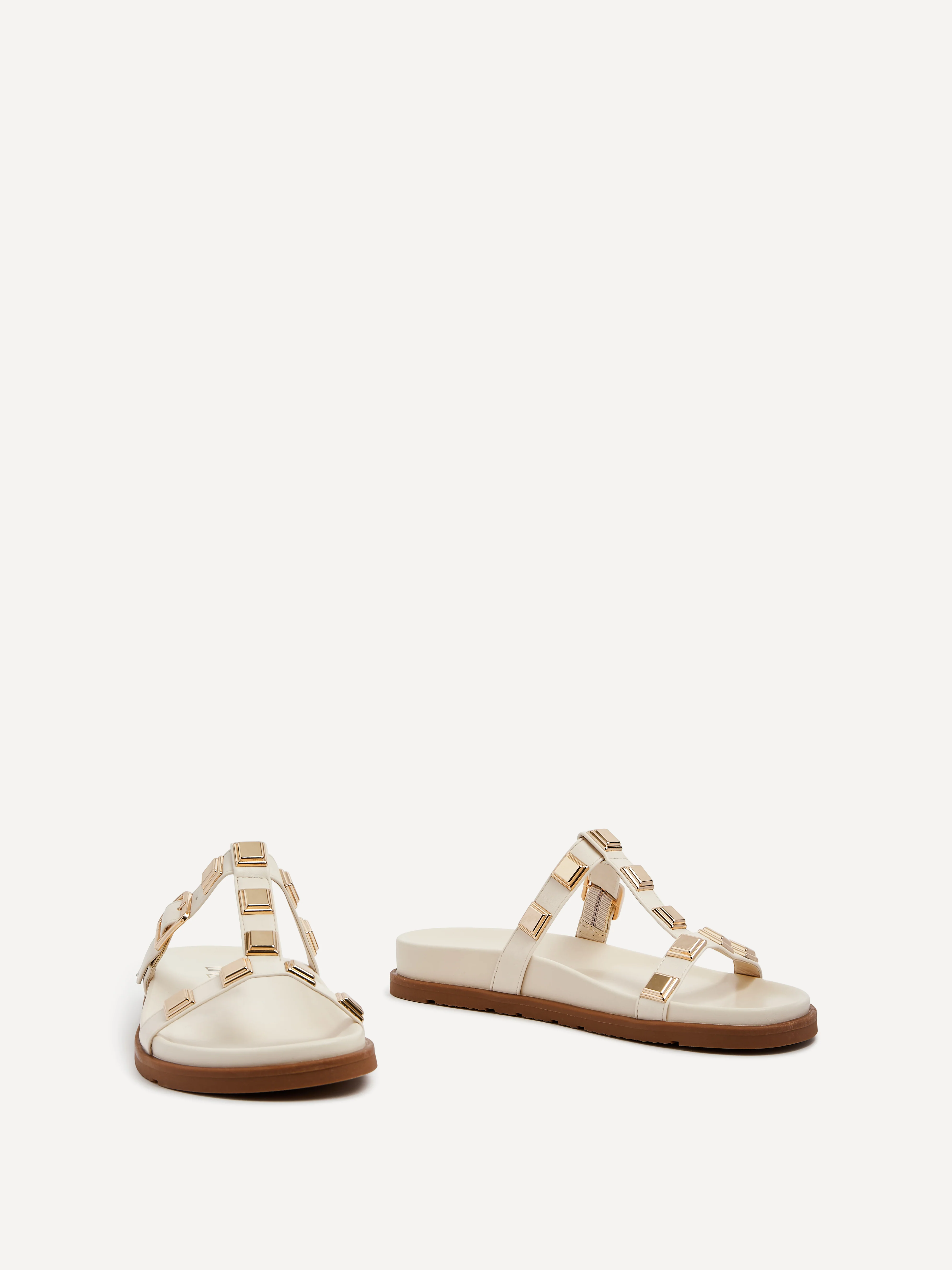 Alert Ivory Studded Slip On Sandals - Image 3