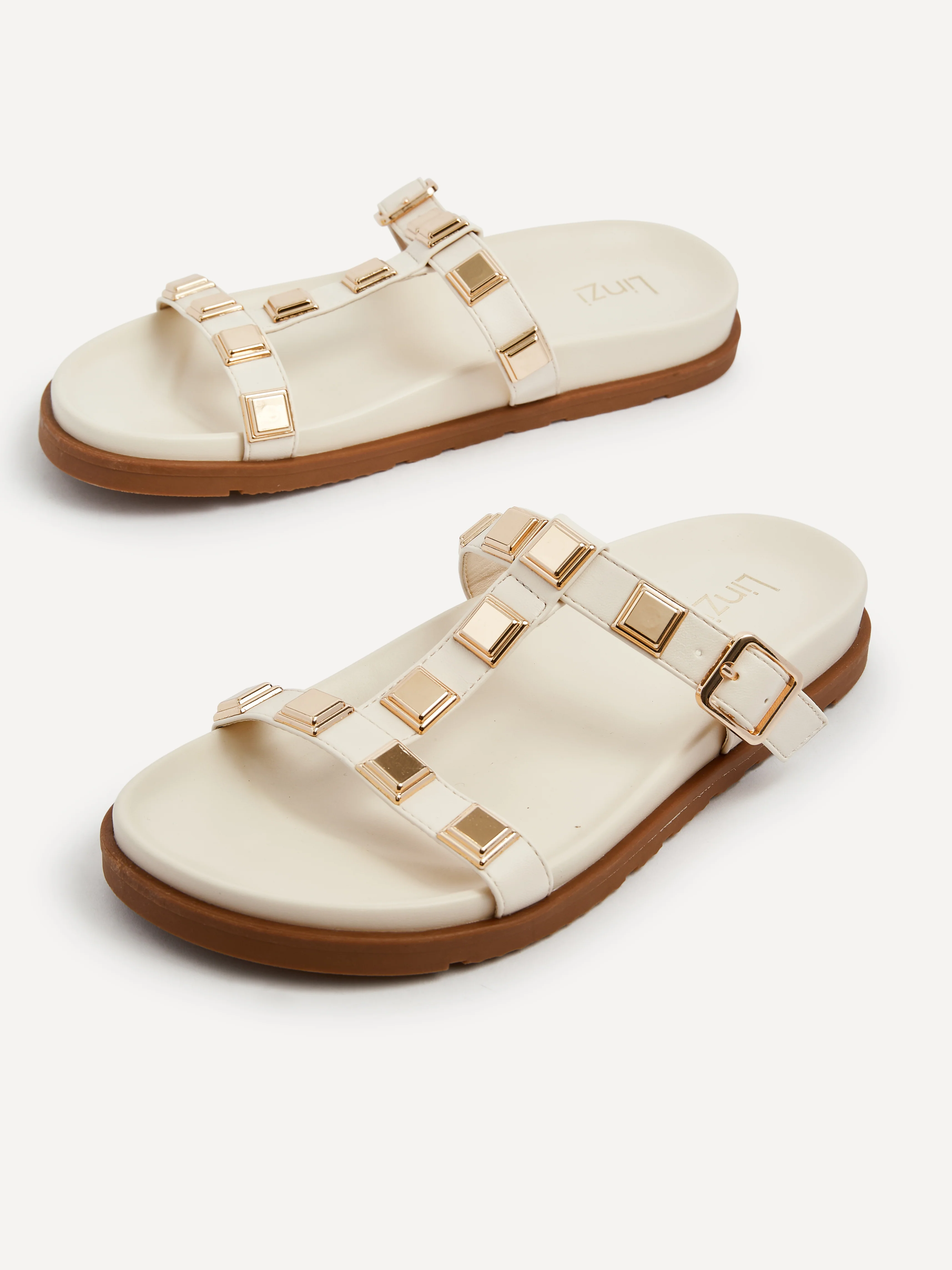Alert Ivory Studded Slip On Sandals - Image 4
