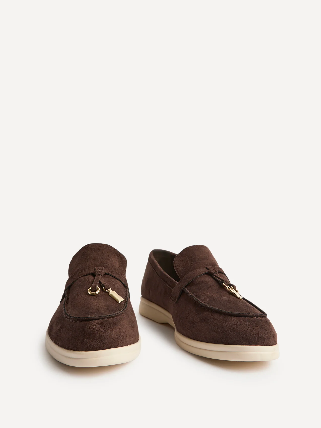 Alette Brown Faux Suede Slip On Loafers - Image 3