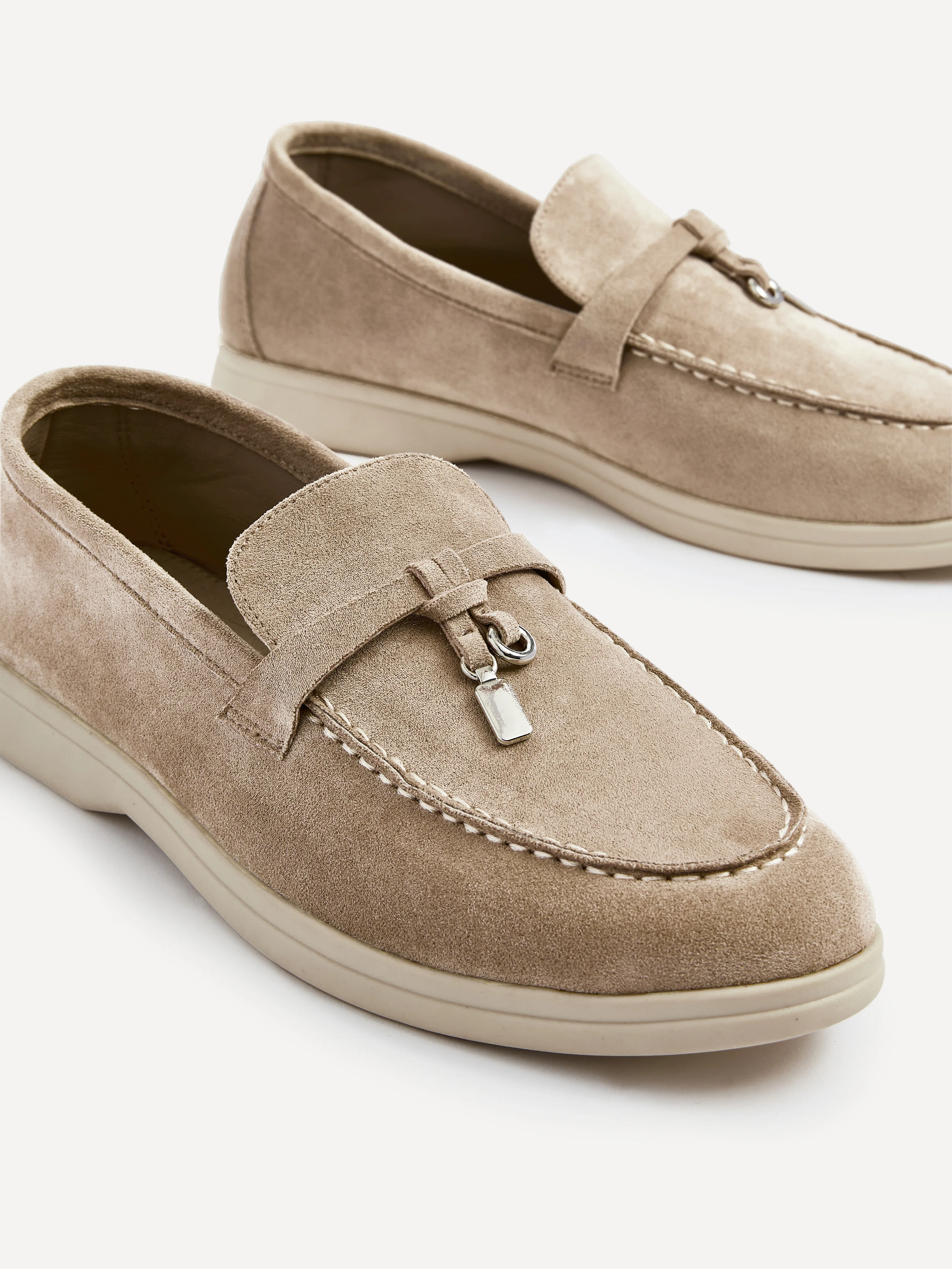 Alette Mocha Faux Suede Slip On Loafers - Image 5