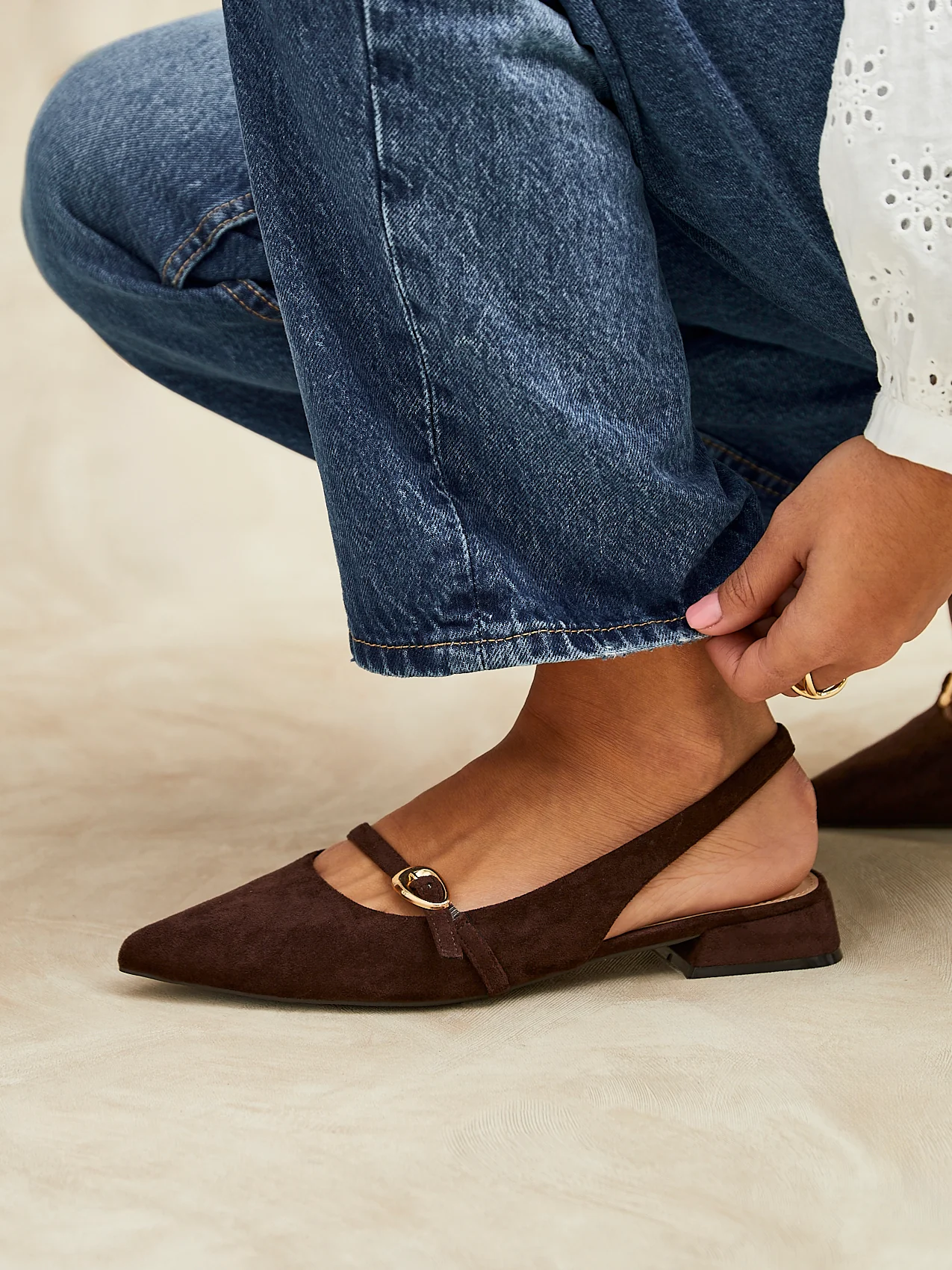 Align Brown Faux Suede Ballet Flats