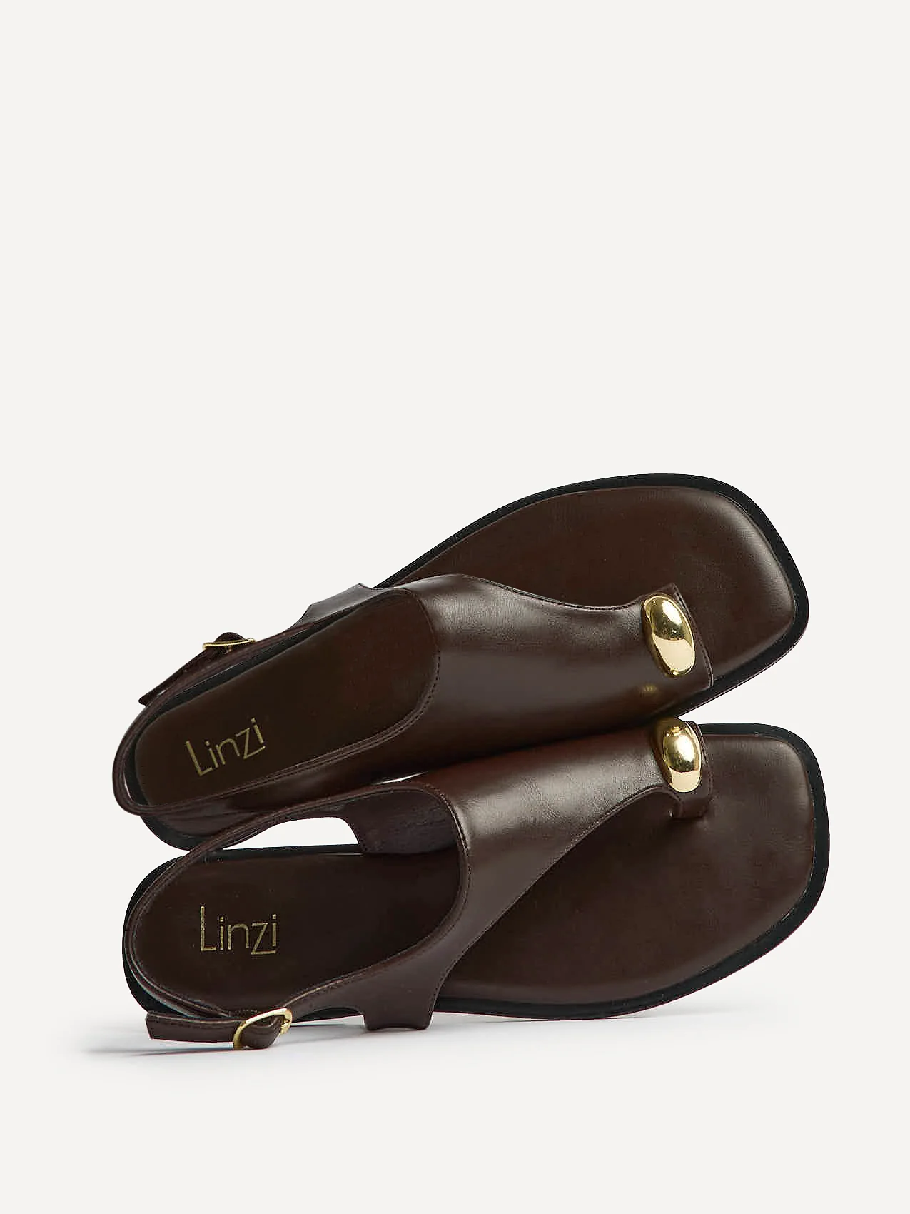 Alina Brown Flat Sandals - Image 5