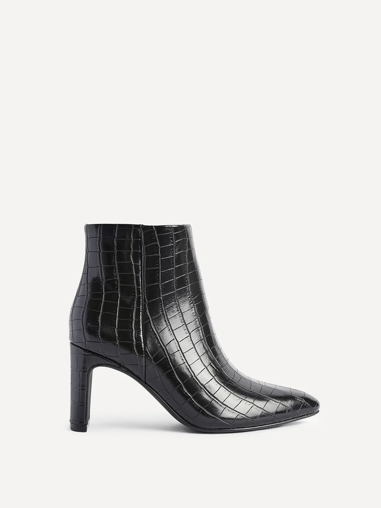Alisha Black Faux Leather Heeled Ankle Boot - Image 2