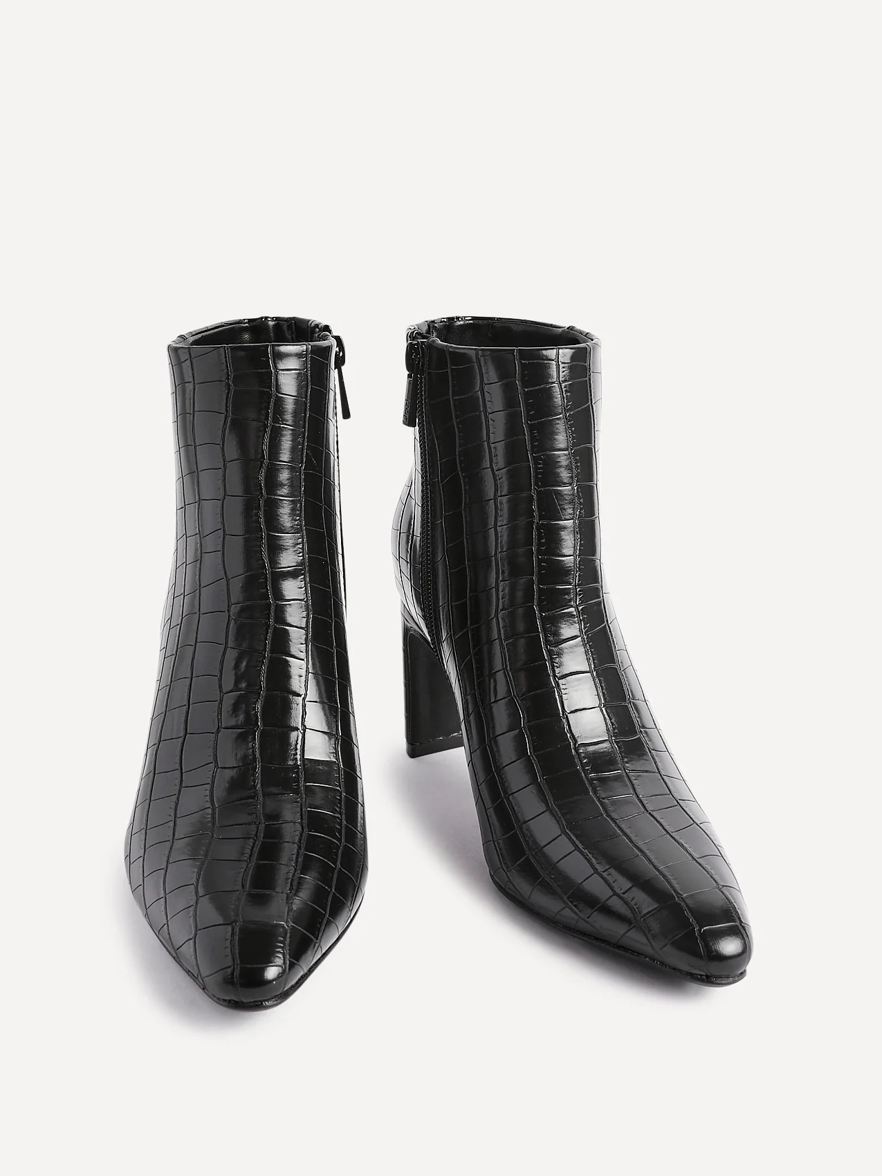 Alisha Black Faux Leather Heeled Ankle Boot - Image 3