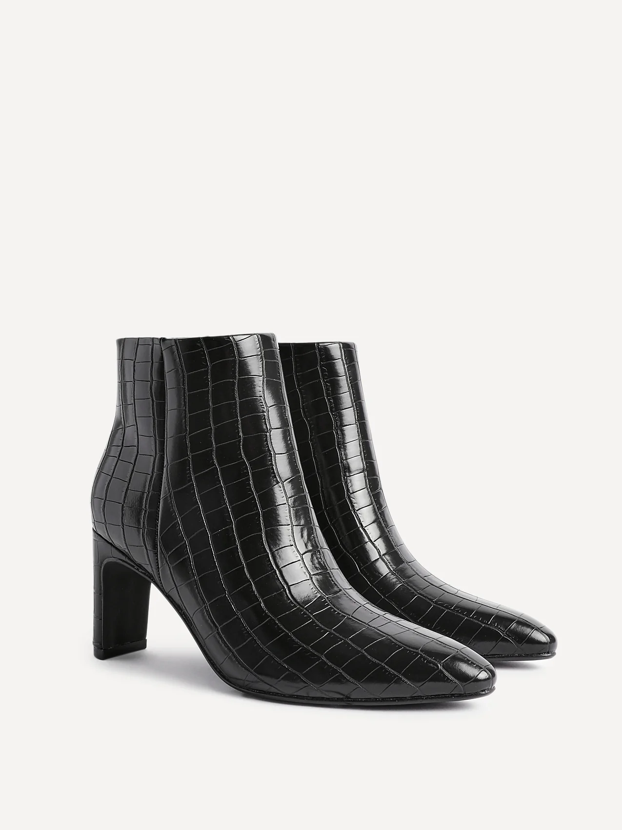 Alisha Black Faux Leather Heeled Ankle Boot - Image 5