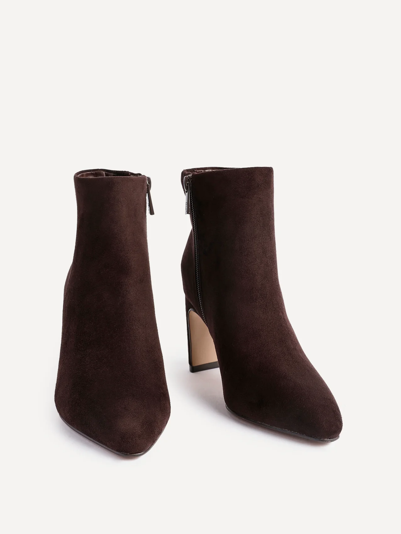 Alisha Brown Faux Suede Heeled Ankle Boot - Image 3