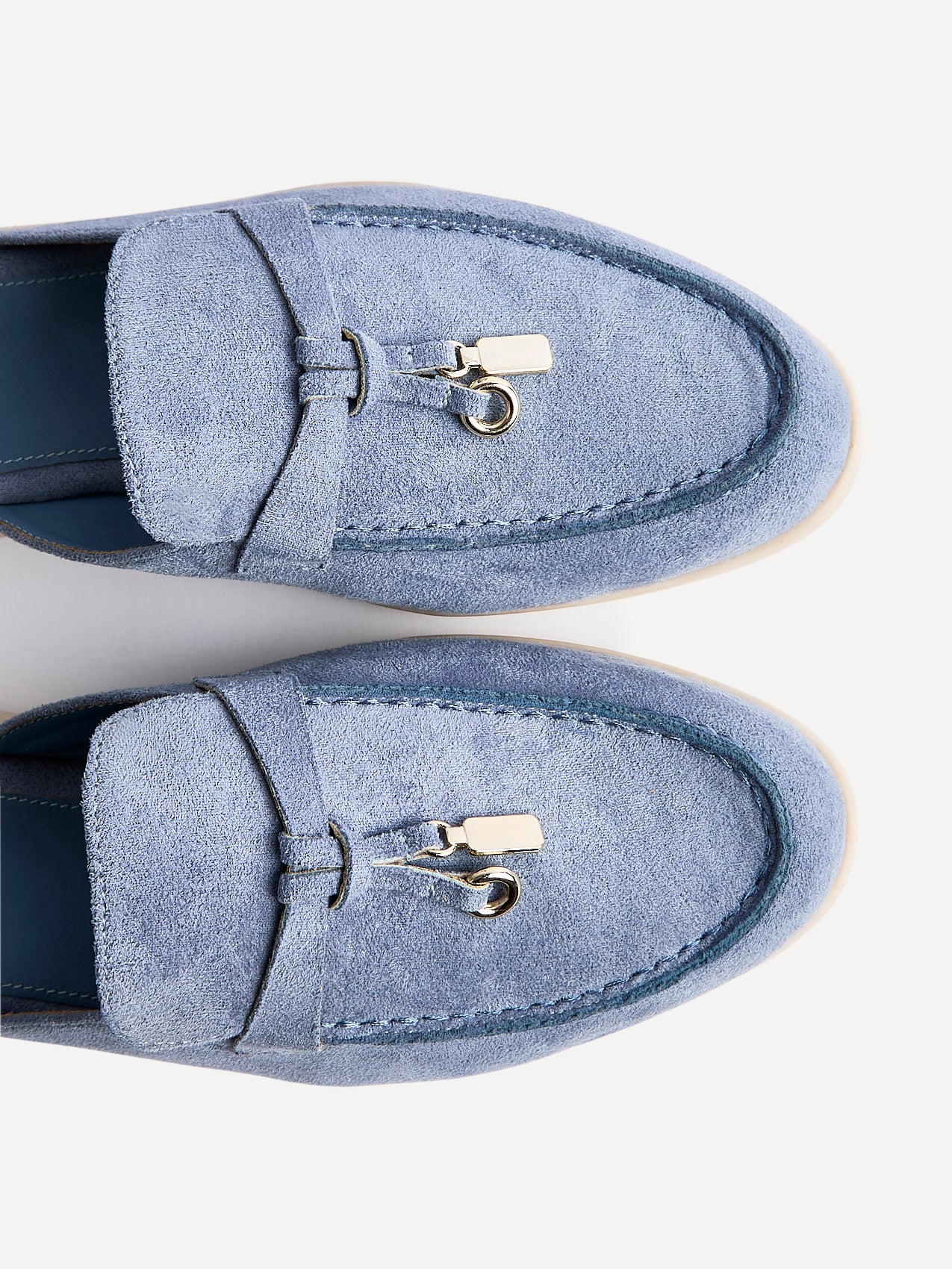 Alix Pale Blue Faux Suede Slip On Mules - Image 5