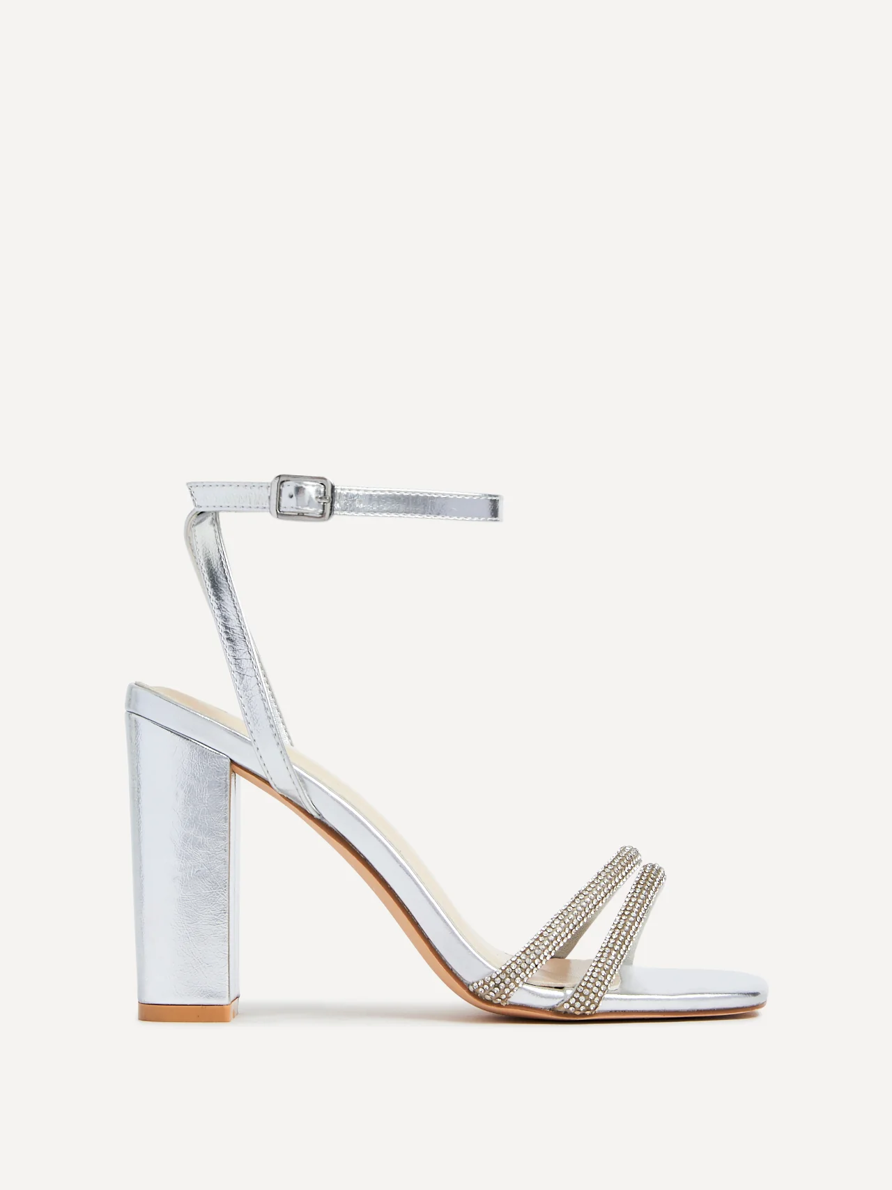 Amelie Wide Fit Silver Diamante Heels - Image 2