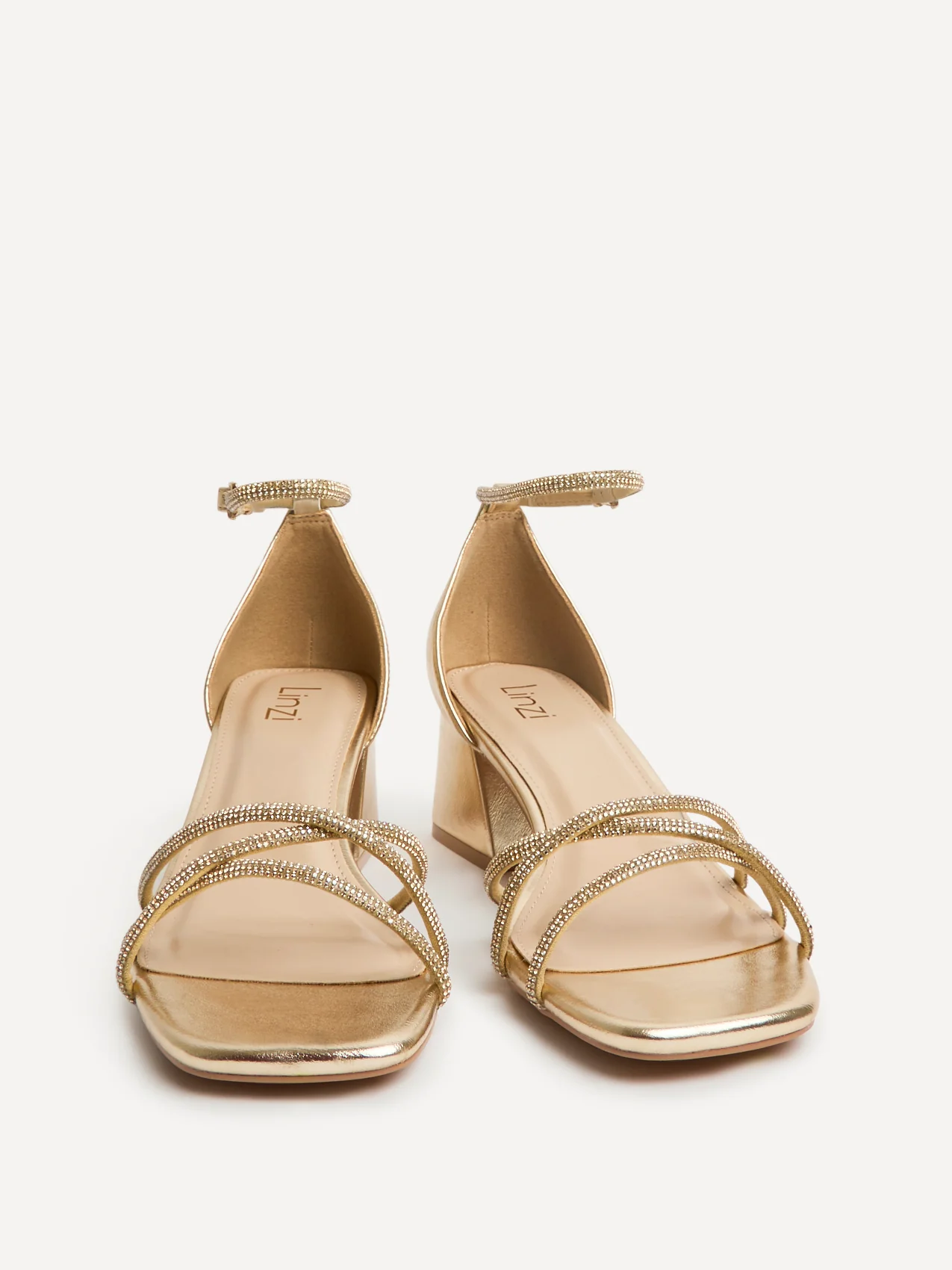 Amour Gold Diamante Heeled Sandals - Image 4
