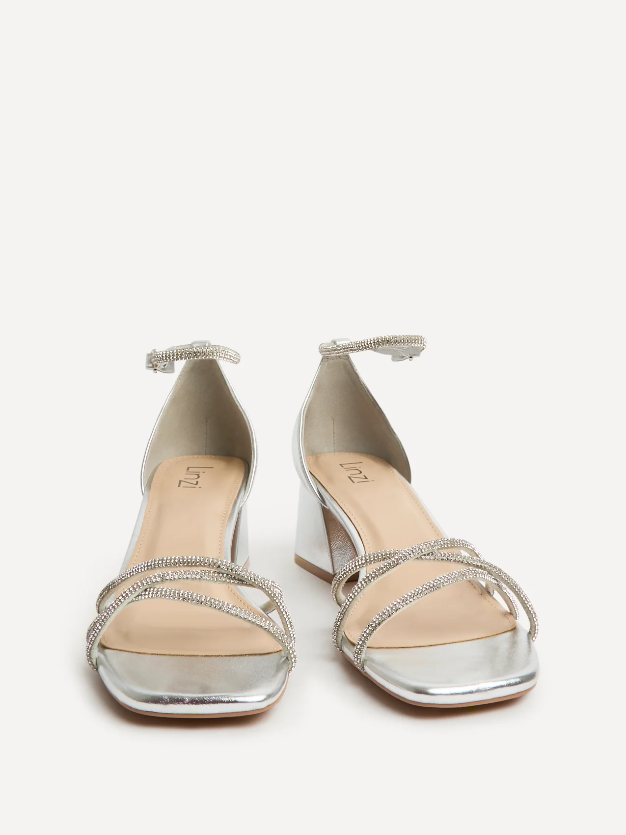 Amour Silver Diamante Heeled Sandals - Image 3