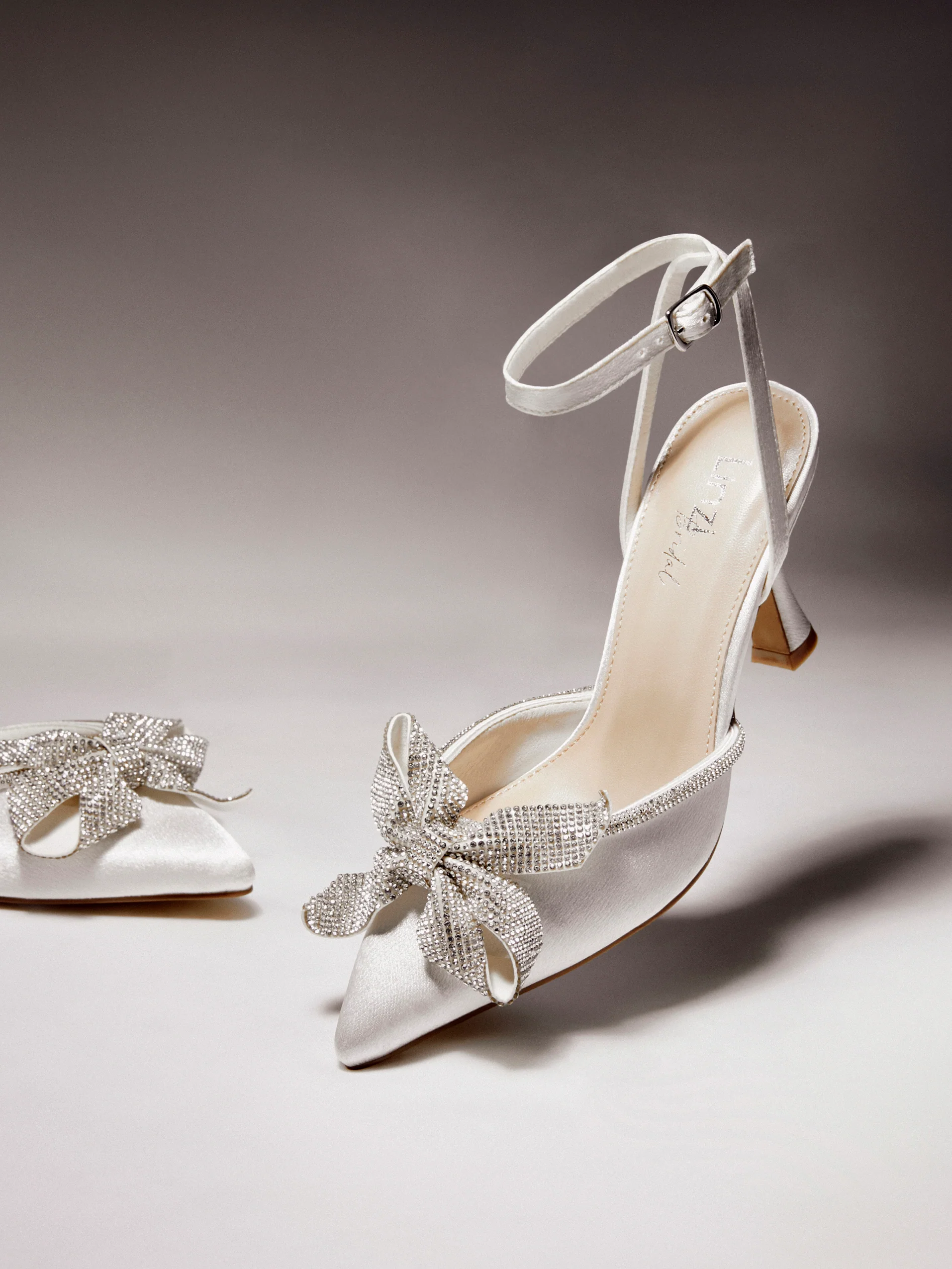 Angela Bridal Ivory Satin Bow Heels - Image 6
