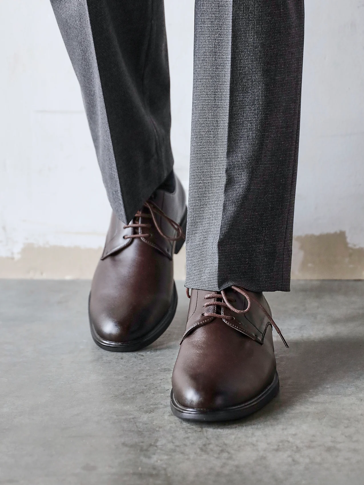 Angelo Mens Brown Faux Leather Lace-Up Shoes