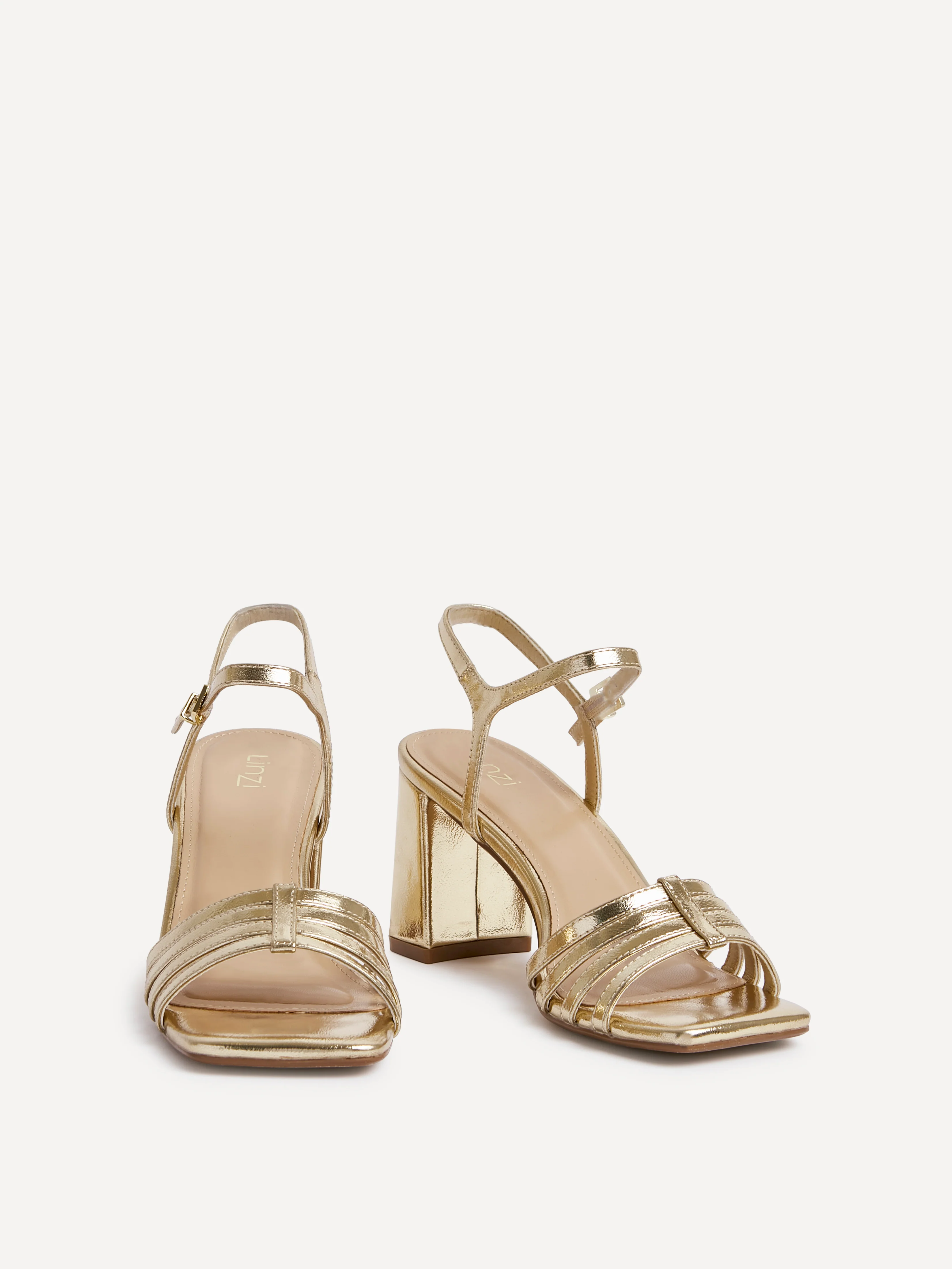 Annie Gold Faux Leather Heeled Sandals - Image 3