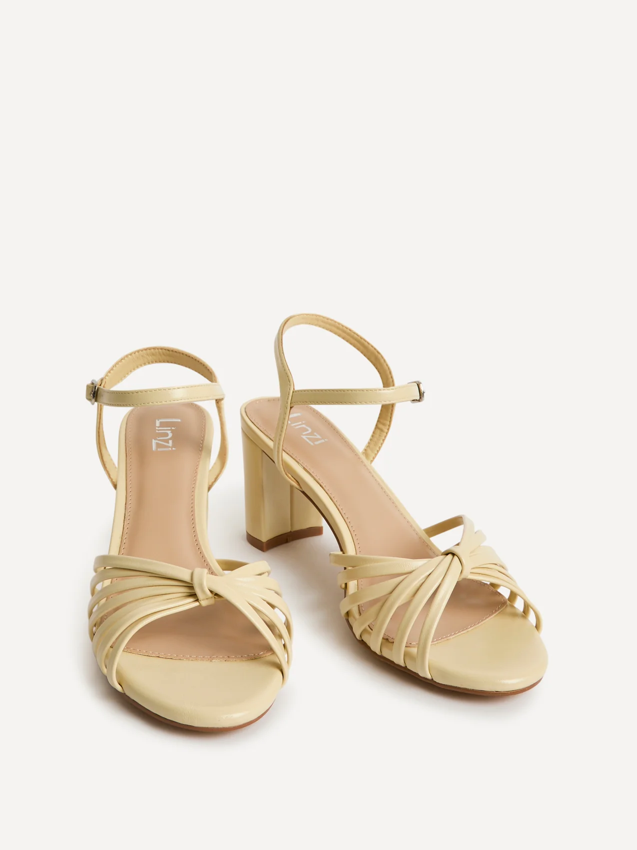 Arabel Lemon Faux Leather Block Heeled Sandals - Image 3