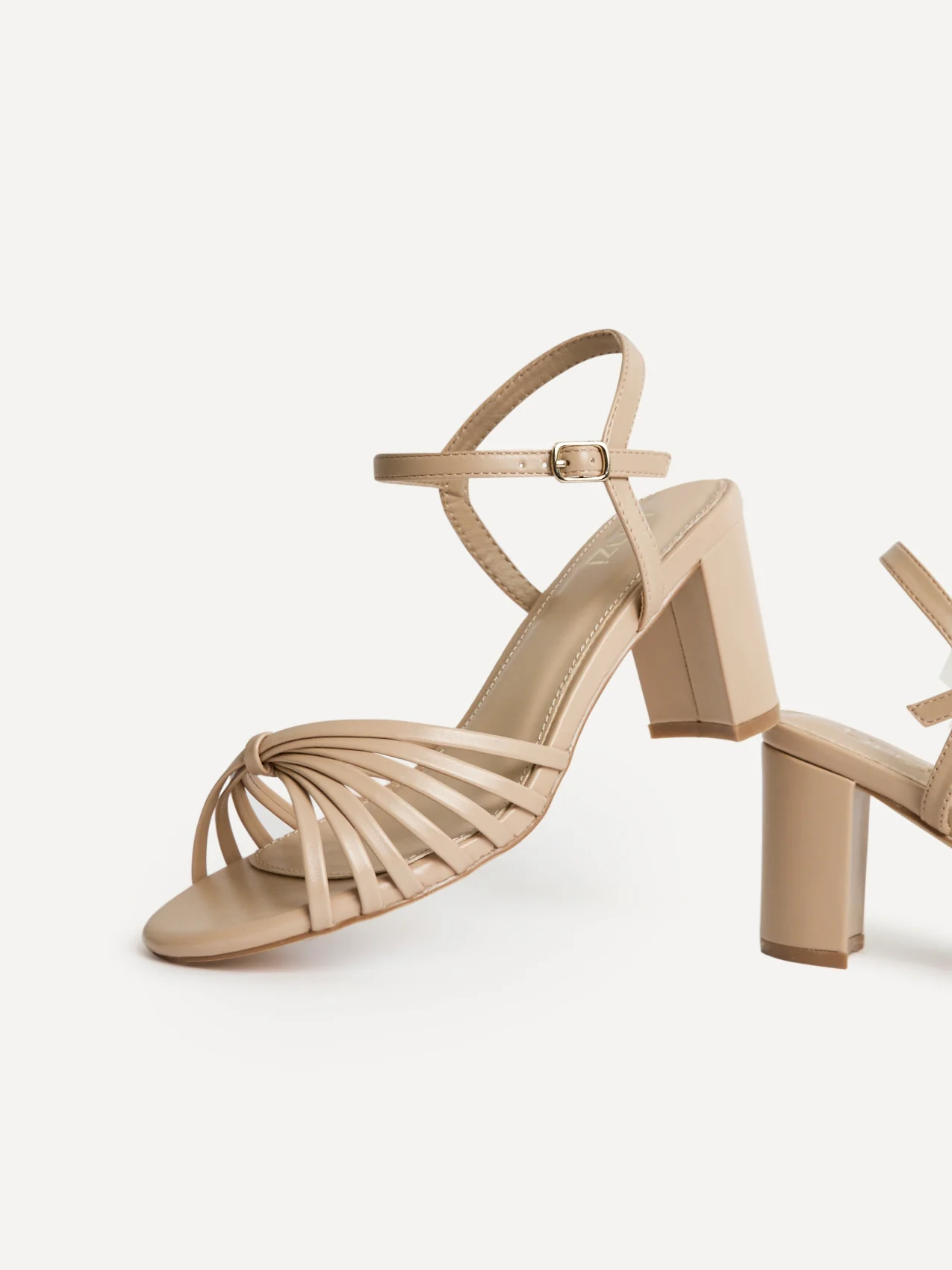Arabel Nude Faux Leather Block Heeled Sandals - Image 5