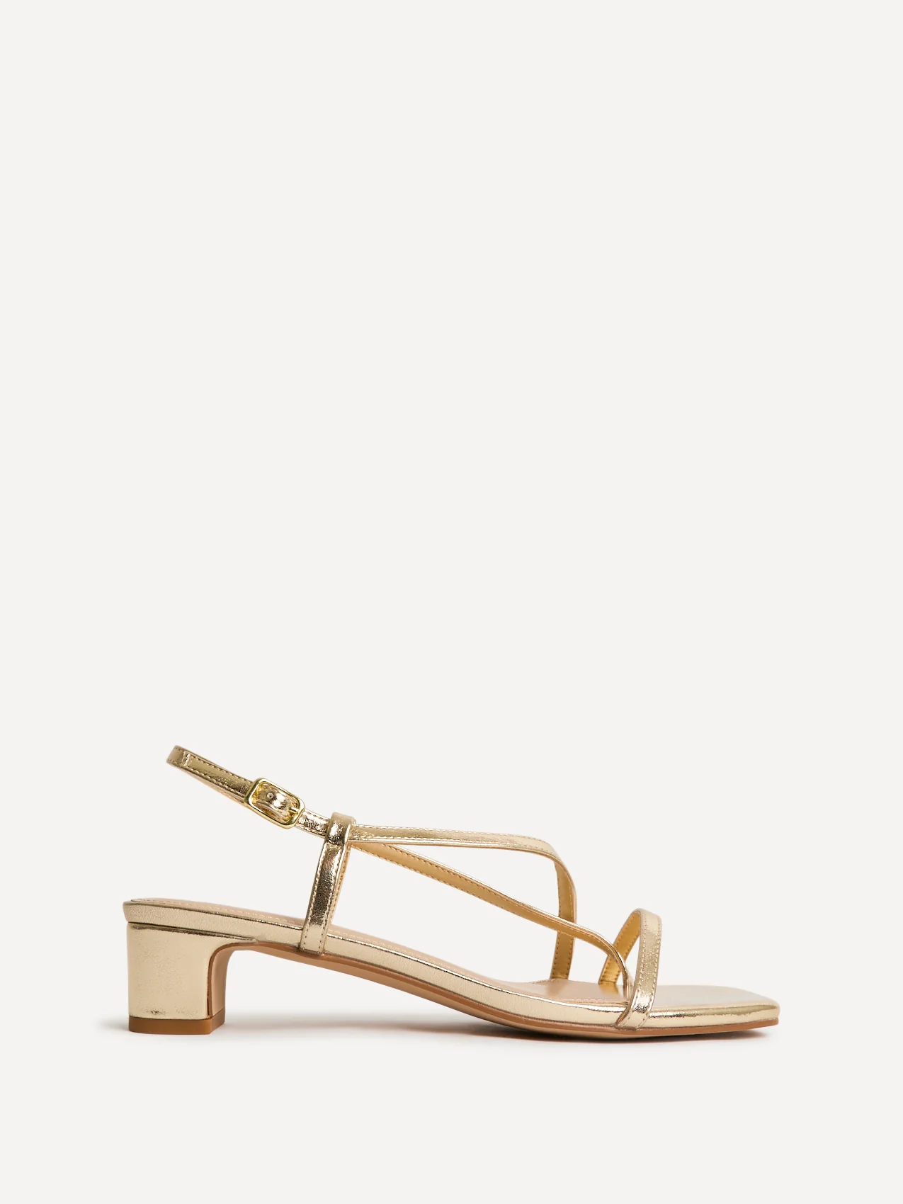 Arden Gold Faux Leather Block Heeled Sandals - Image 2