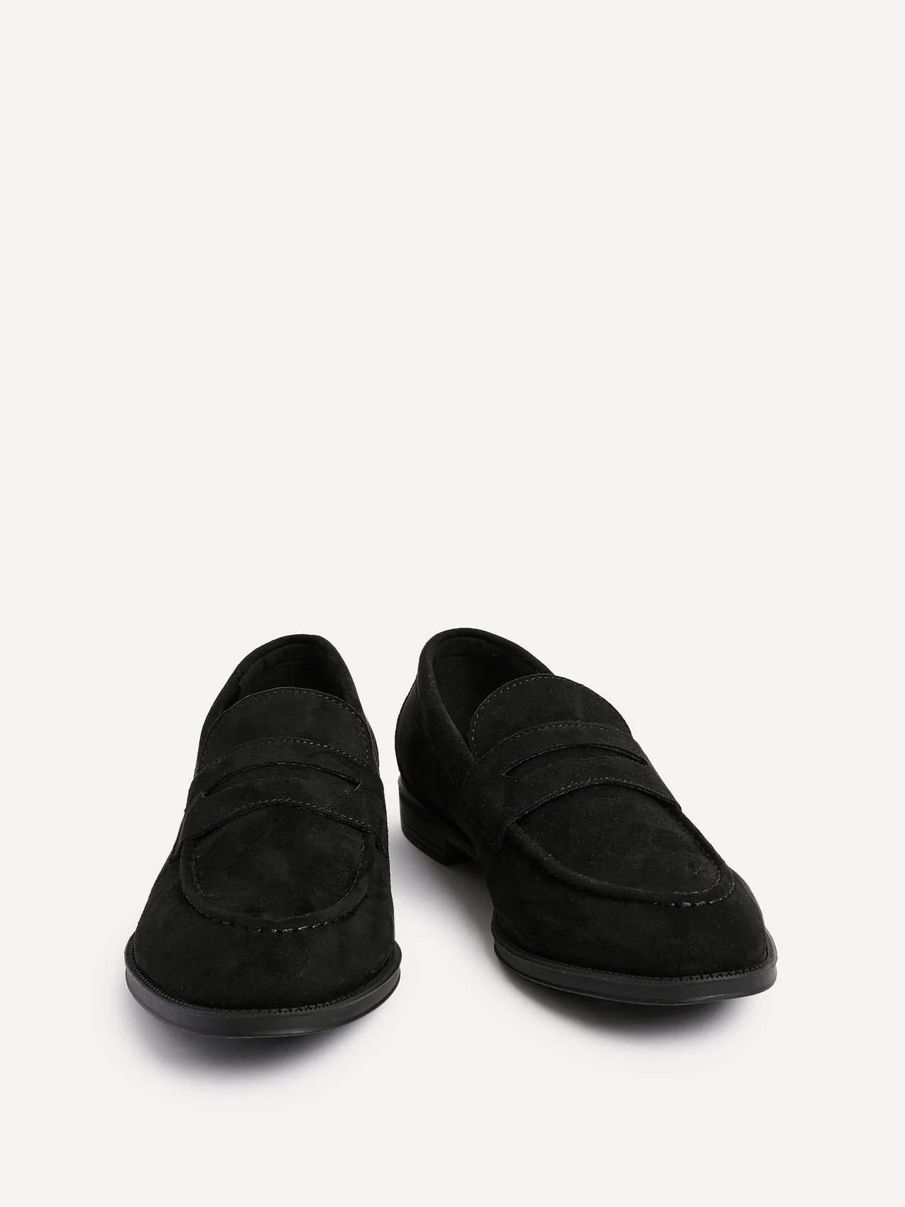 Aurelio Mens Black Faux Suede Penny Loafers - Image 3