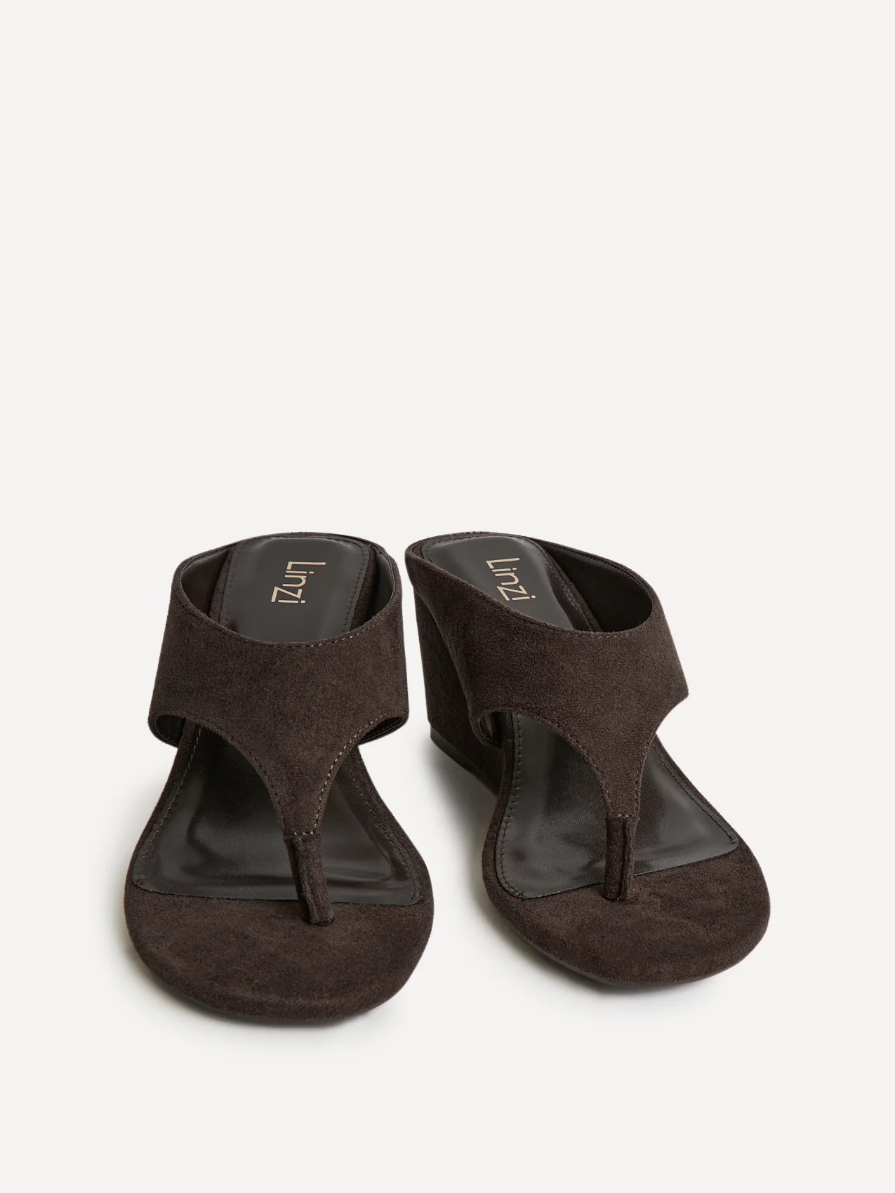 Avalon Brown Toe Post Wedge Sandals - Image 3