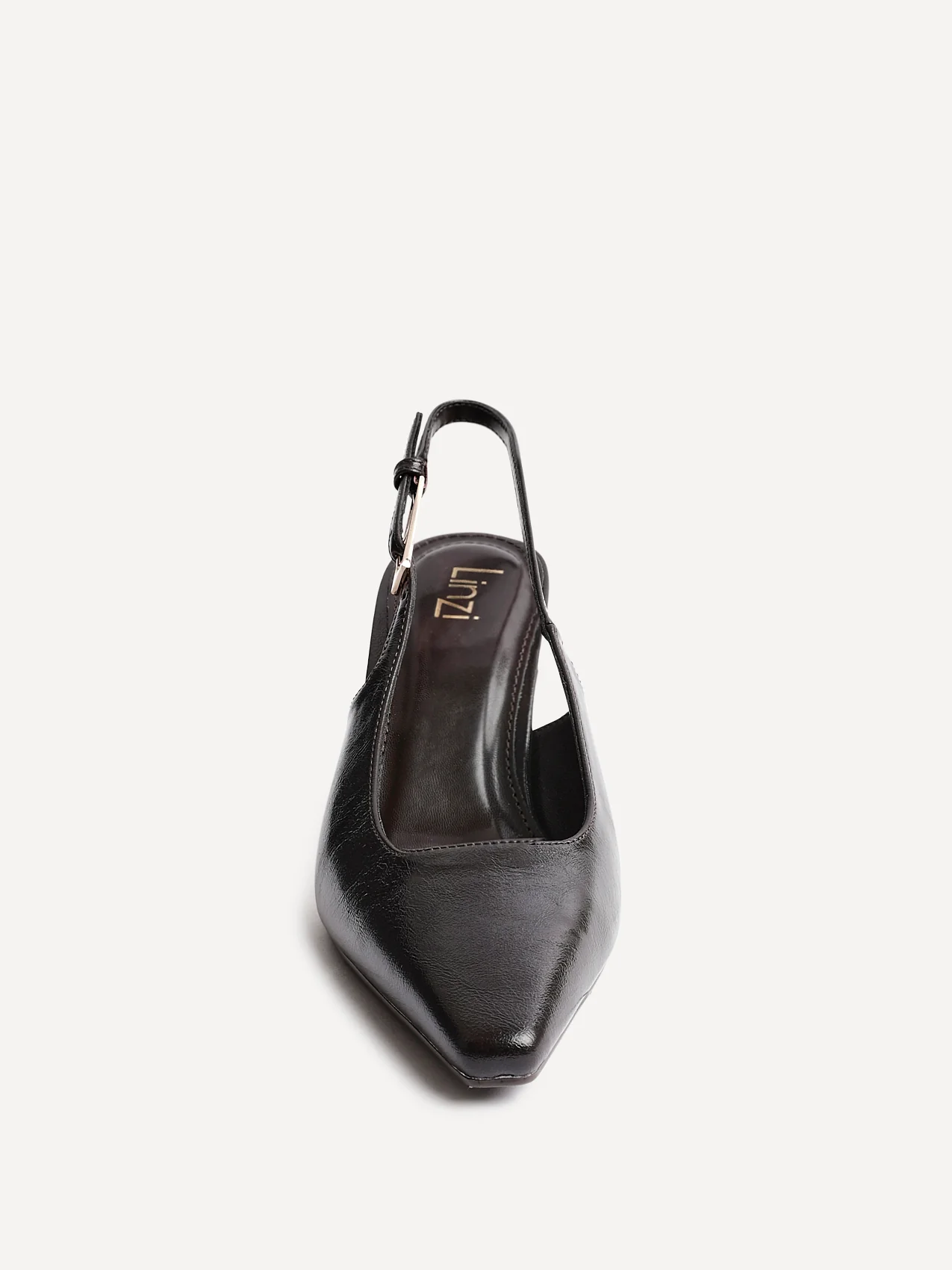 Avani Brown Faux Leather Court Heels - Image 4
