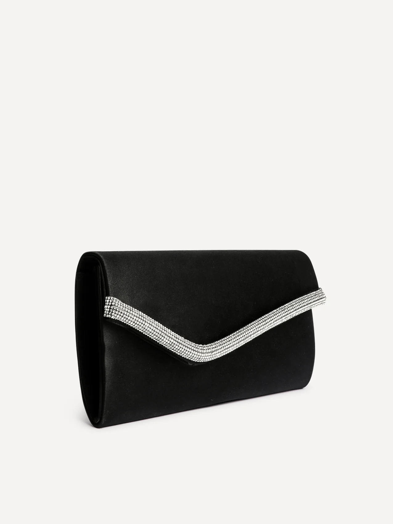 Aveline Black Satin Clutch Bag - Image 2