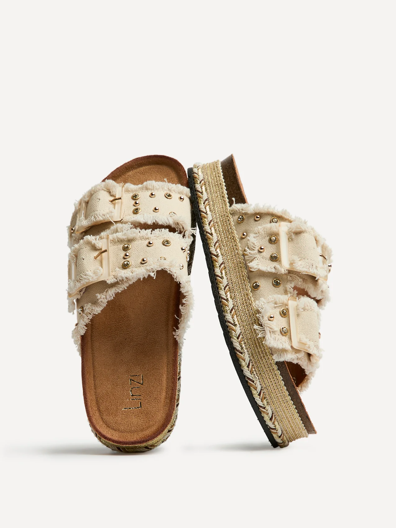 Bahama Beige Diamante Flatform Sandals - Image 5