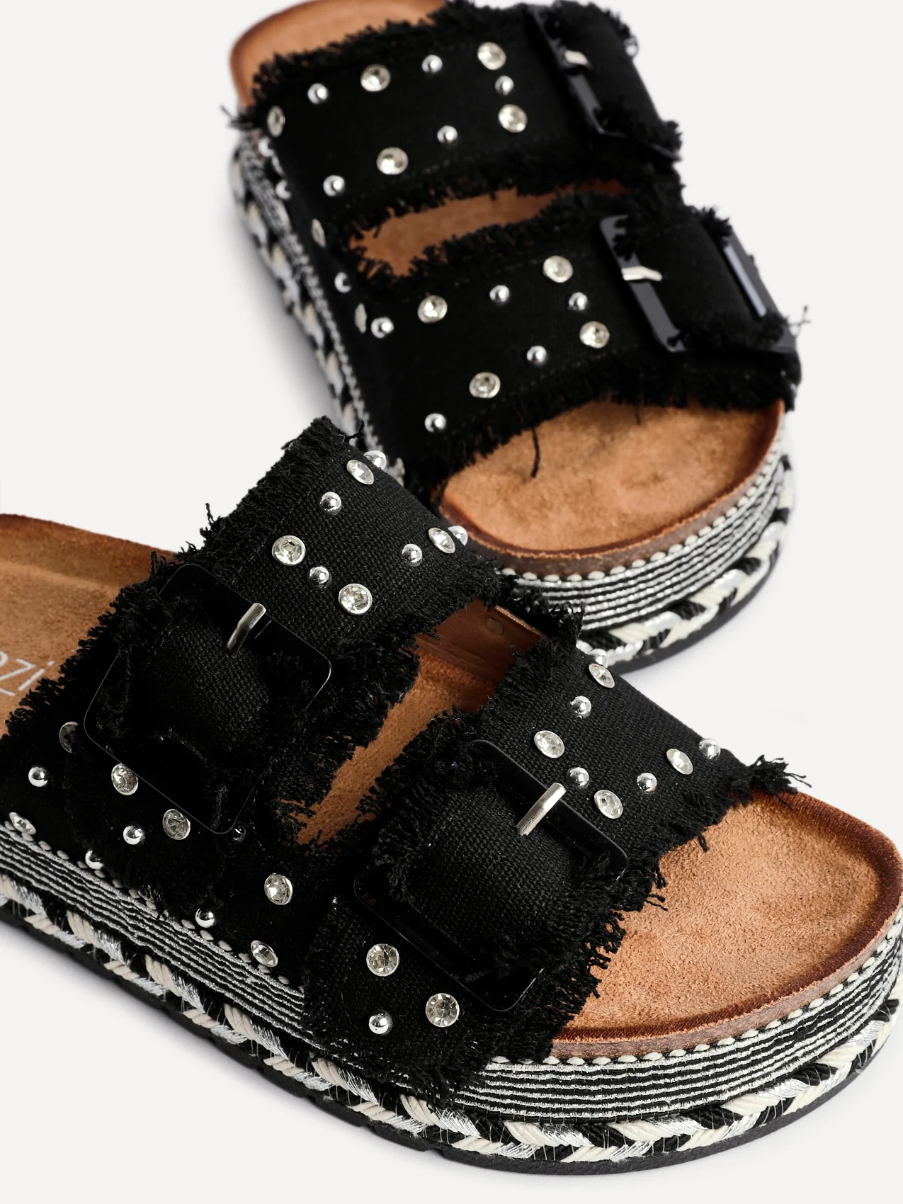 Bahama Black Diamante Flatform Sandals - Image 5