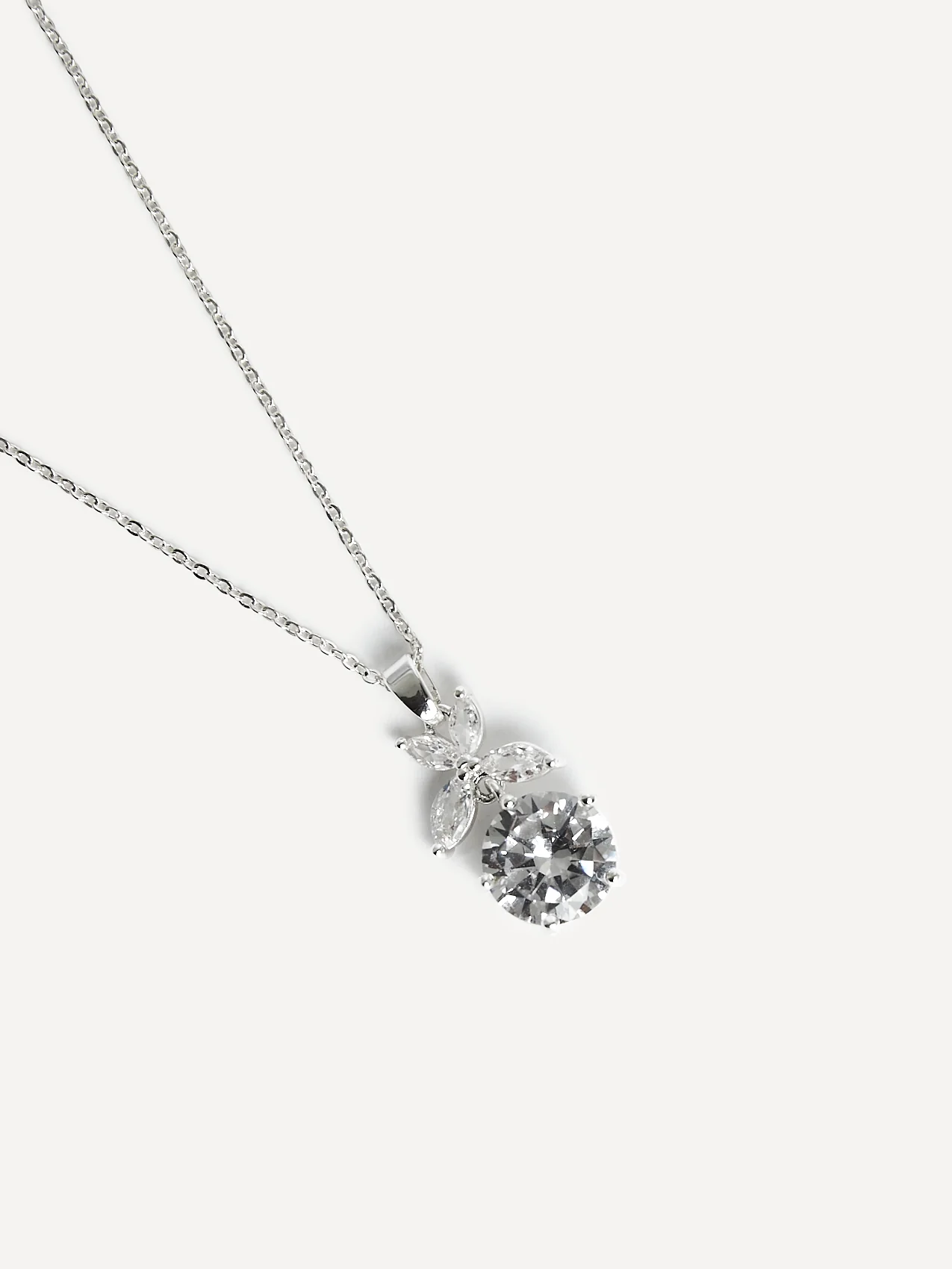 Beau Silver Crystal Drop Necklace - Image 2