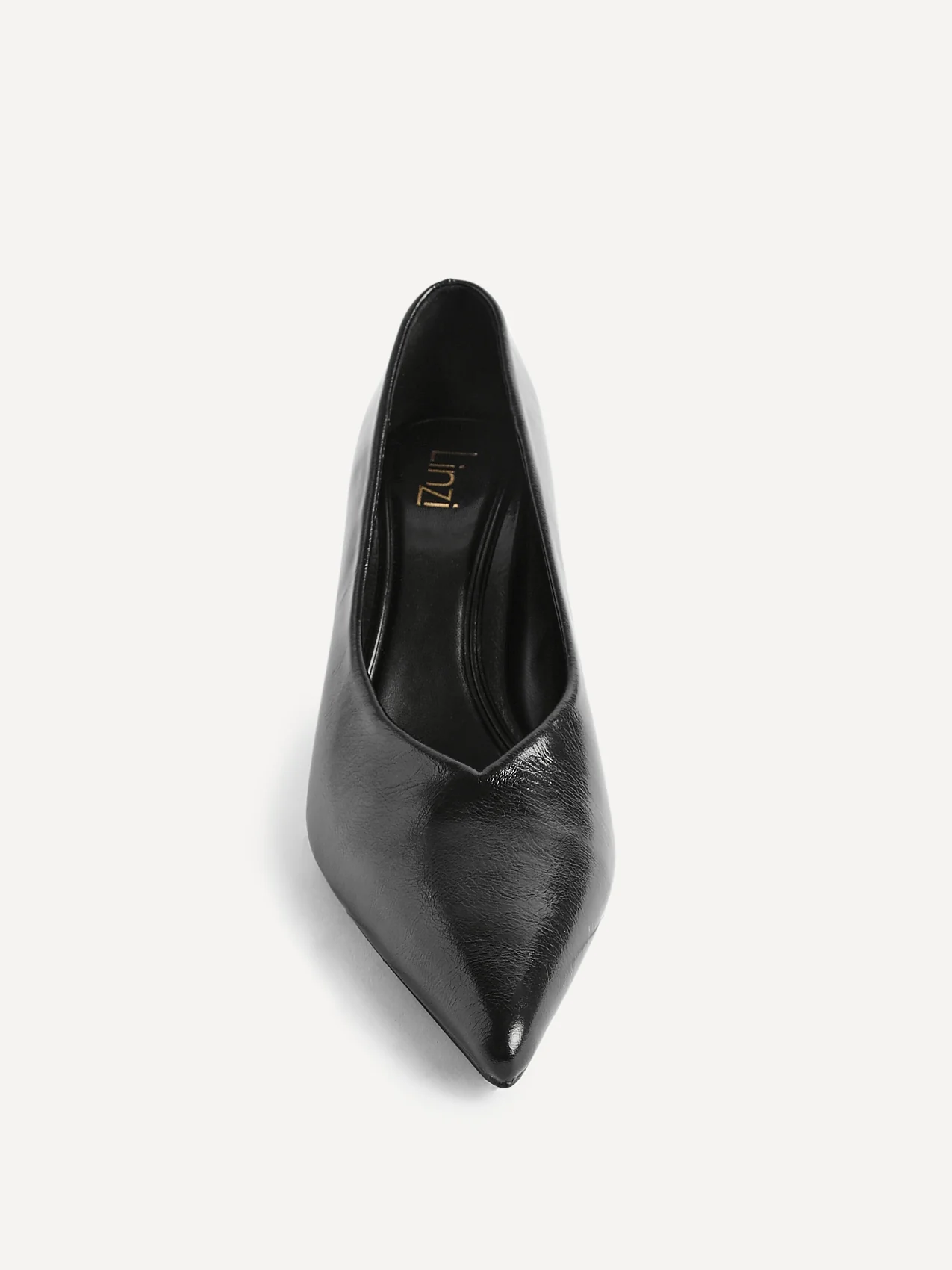 Bellamy Black Faux Leather V-Cut Court Heels - Image 4