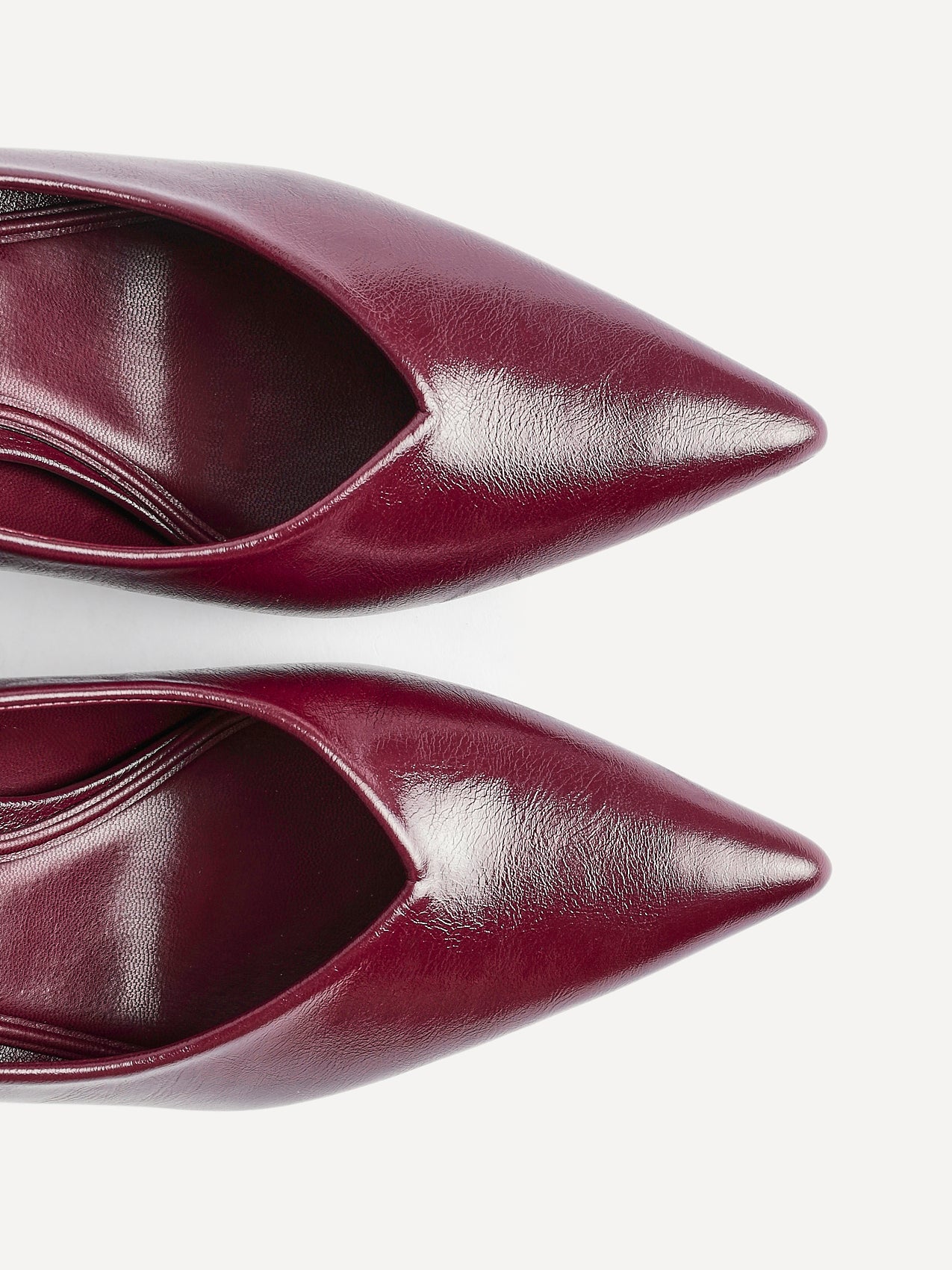 Bellamy Burgundy Faux Leather V-Cut Court Heels - Image 5
