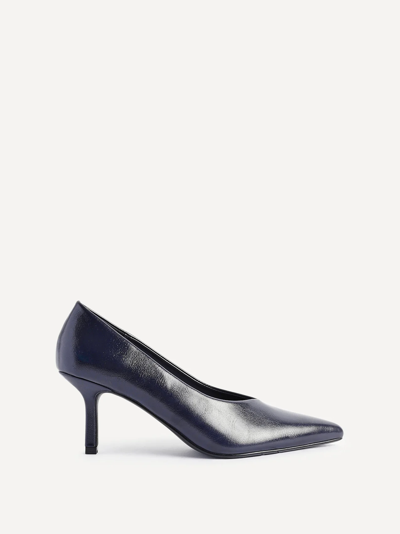 Bellamy Navy Faux Leather V-Cut Court Heels - Image 2