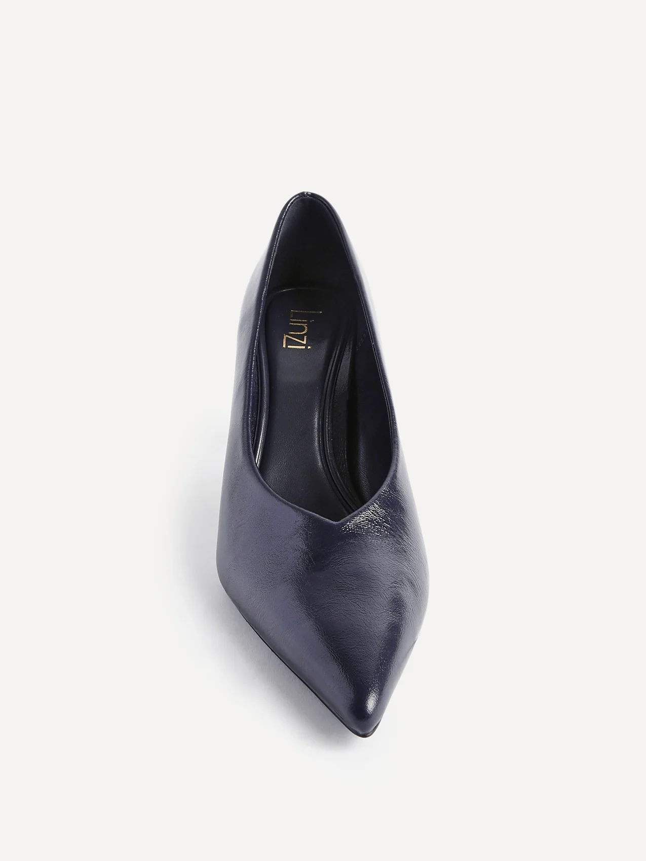 Bellamy Navy Faux Leather V-Cut Court Heels - Image 4