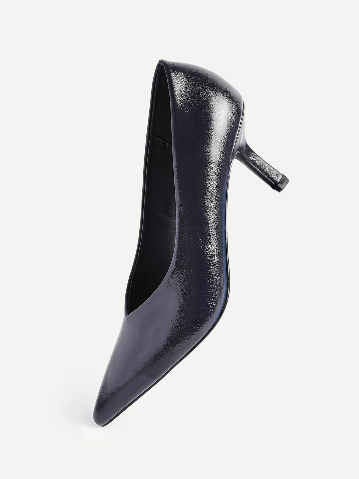 Bellamy Navy Faux Leather V-Cut Court Heels - Image 5