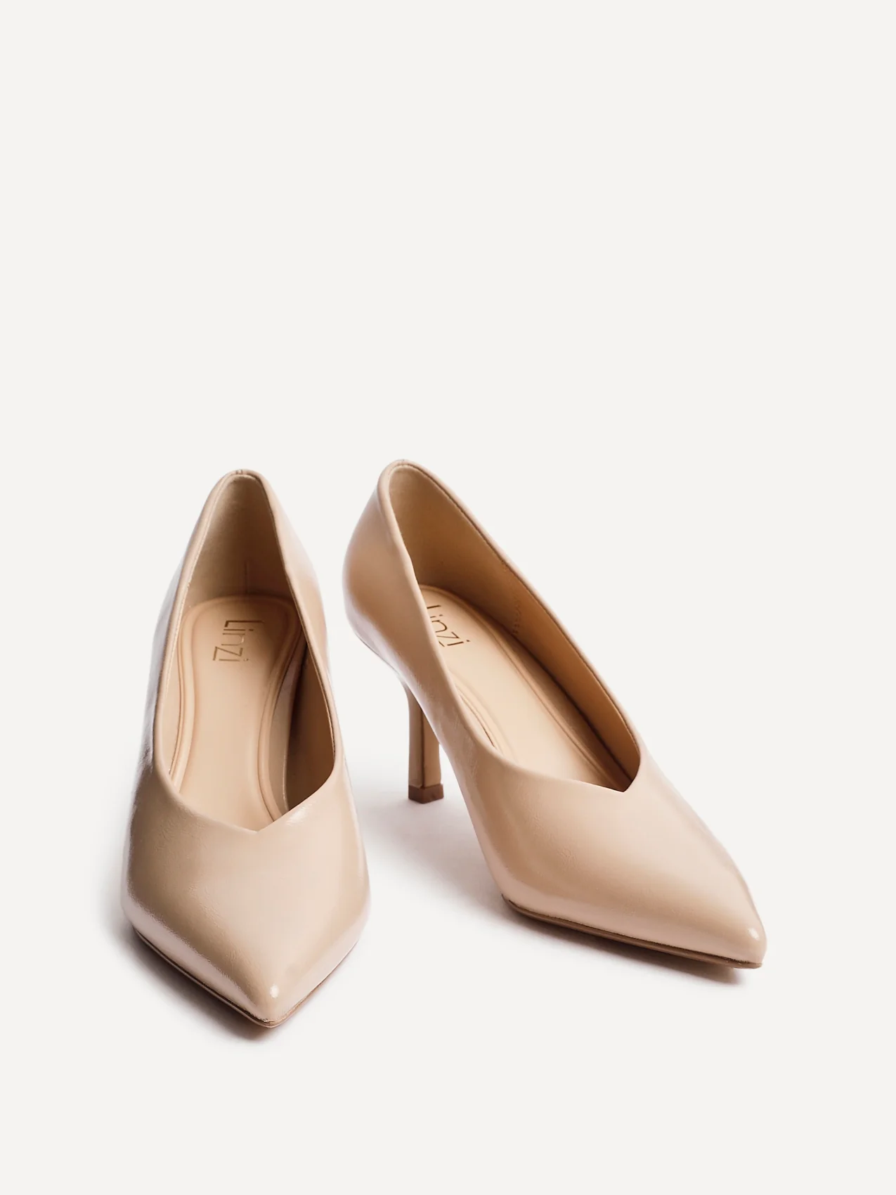Bellamy Nude Faux Leather V-Cut Court Heels - Image 3