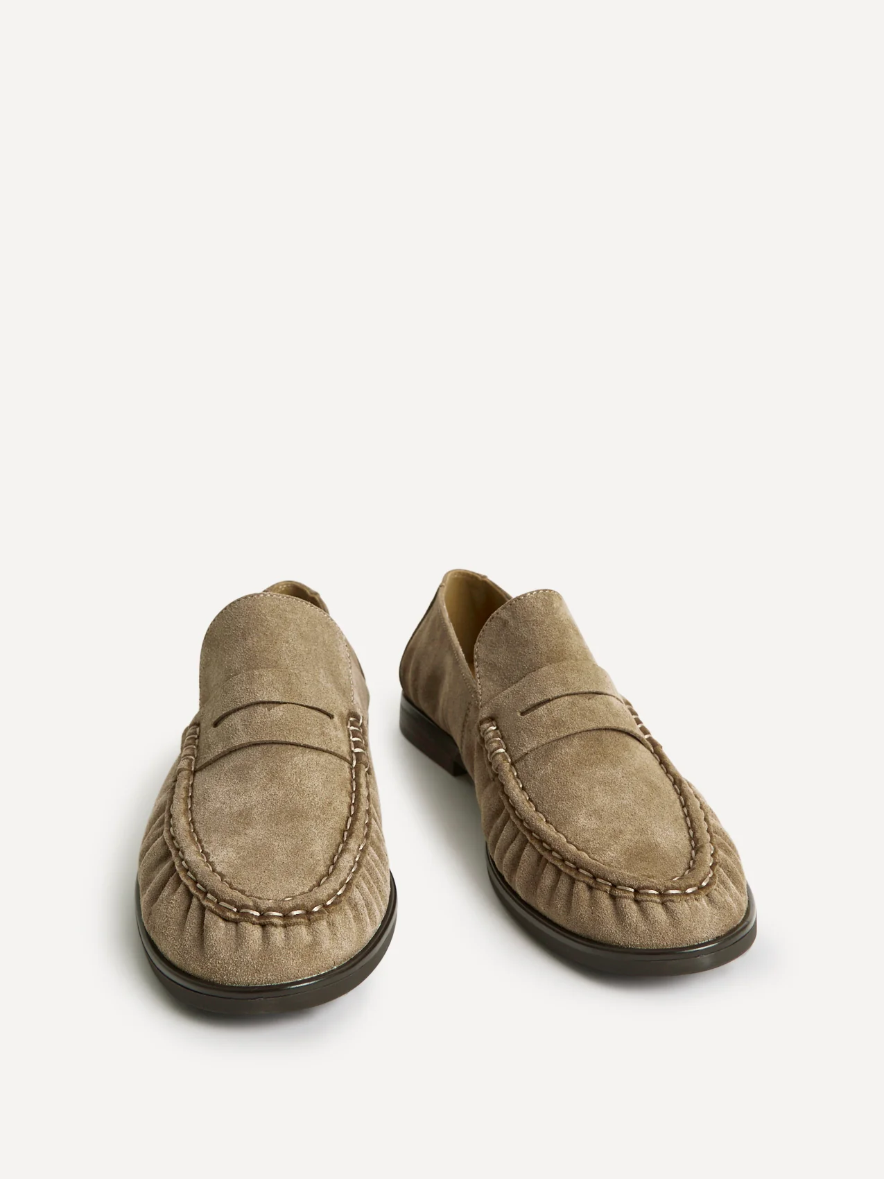 Belmont Taupe Suede Leather Loafers - Image 3