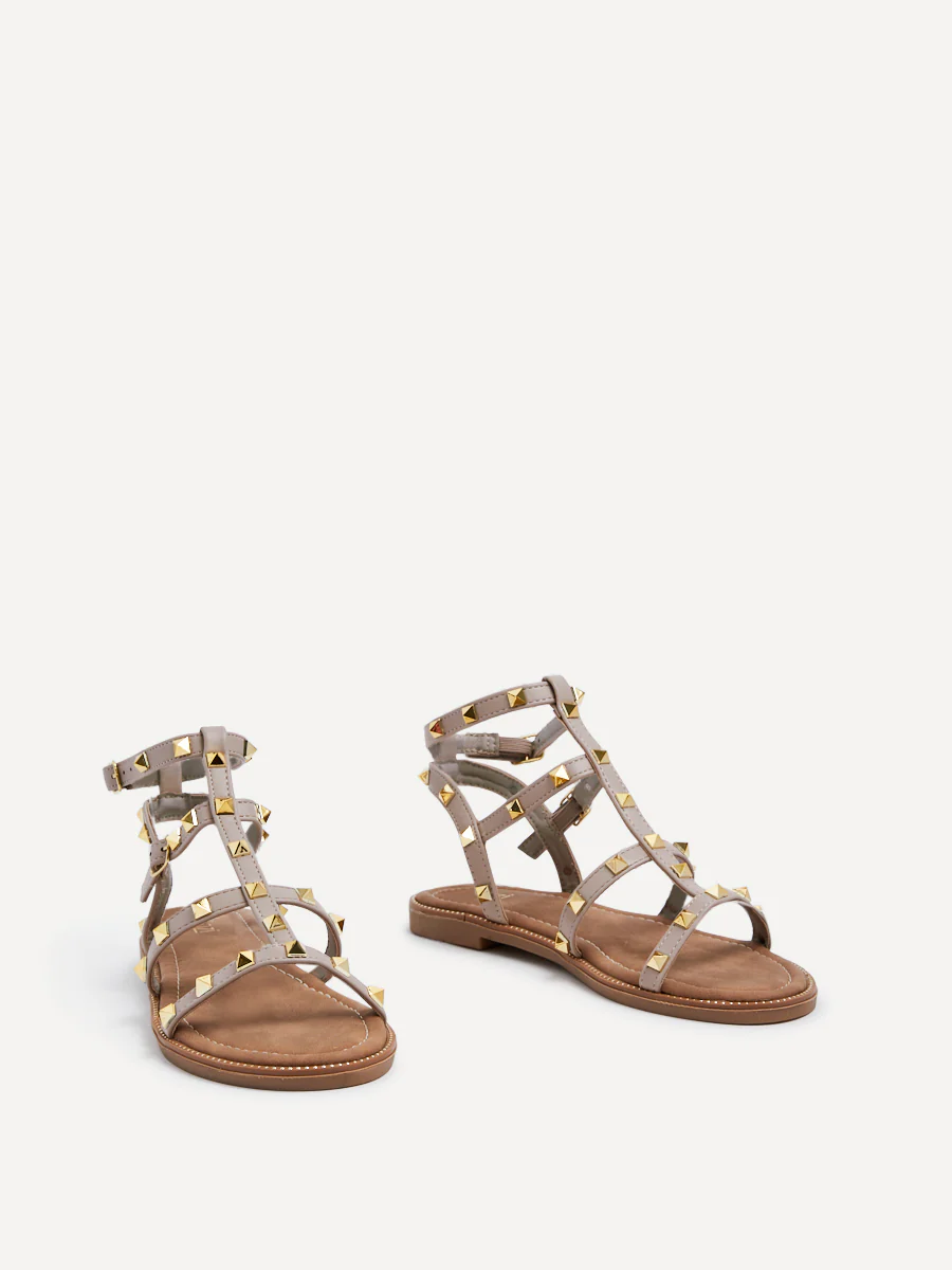 Billie Taupe Studded Gladiator Sandals - Image 3