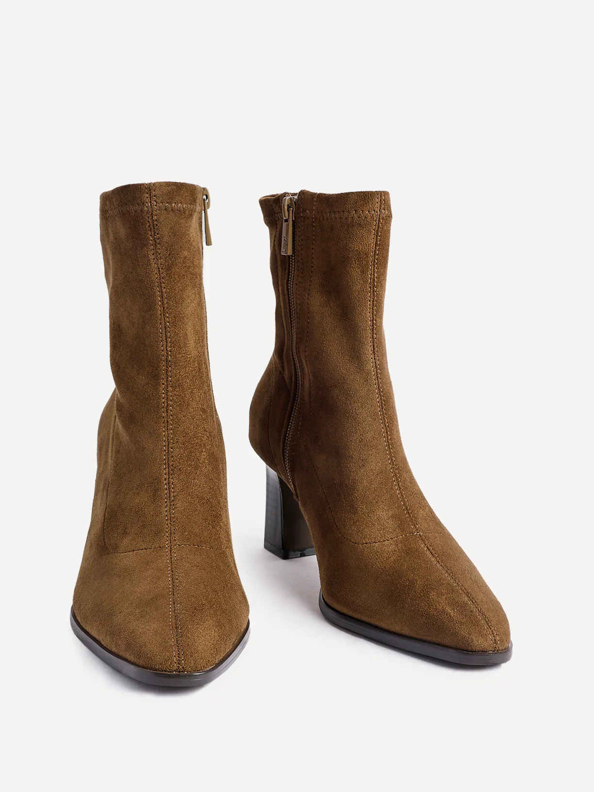 Blaze Tan Sock Heeled Ankle Boots - Image 3